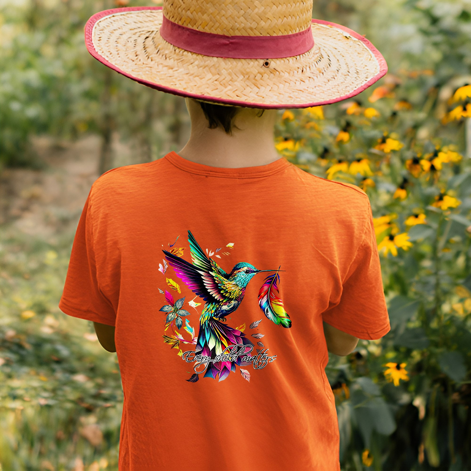 Every Child Matters Hummingbird Unisex Back T-Shirt/Hoodie