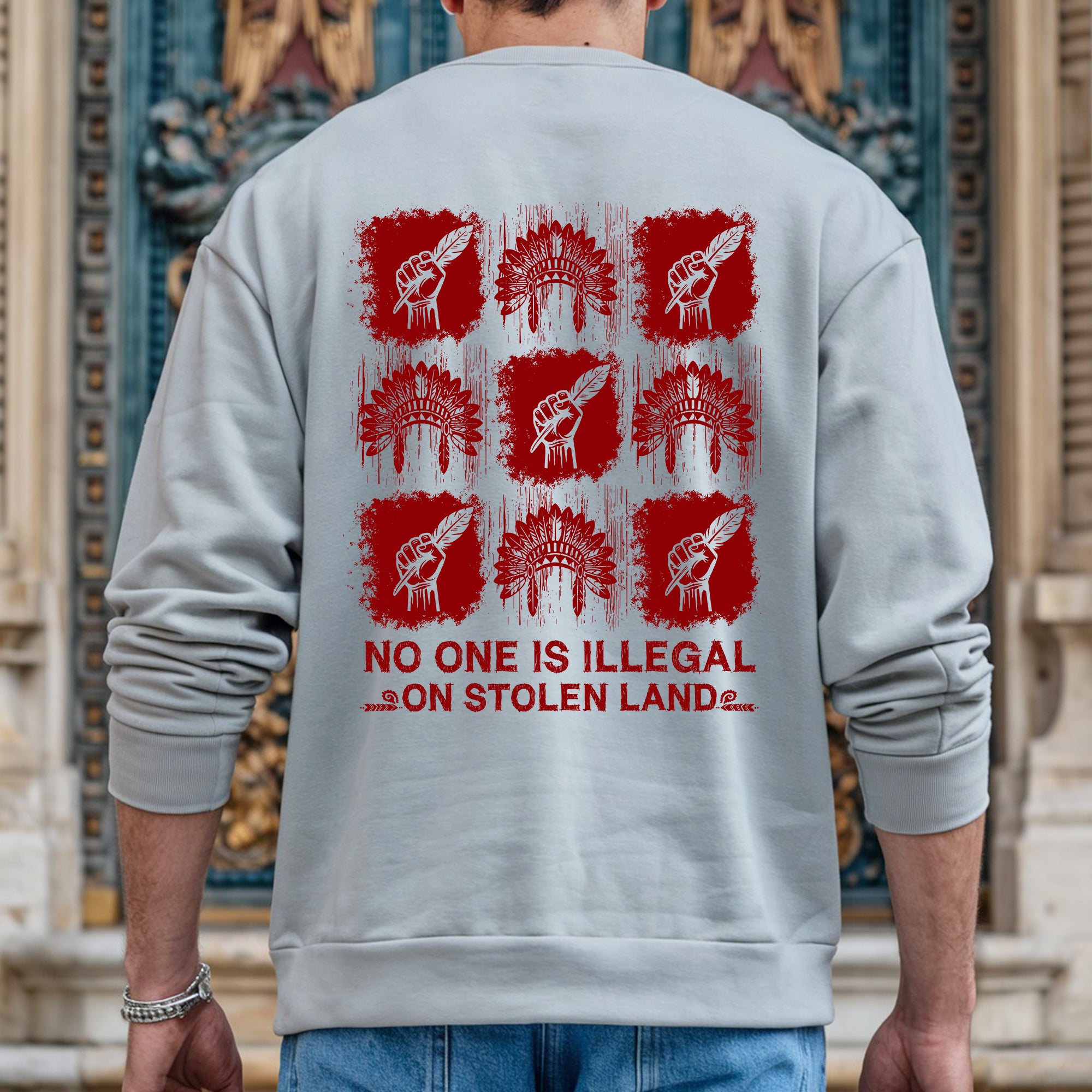 [Two Sides] No One Is Illegal On Stolen Land - Unisex T-Shirt/T-Shirt V-Neck/Hoodie/Sweatshirt N100