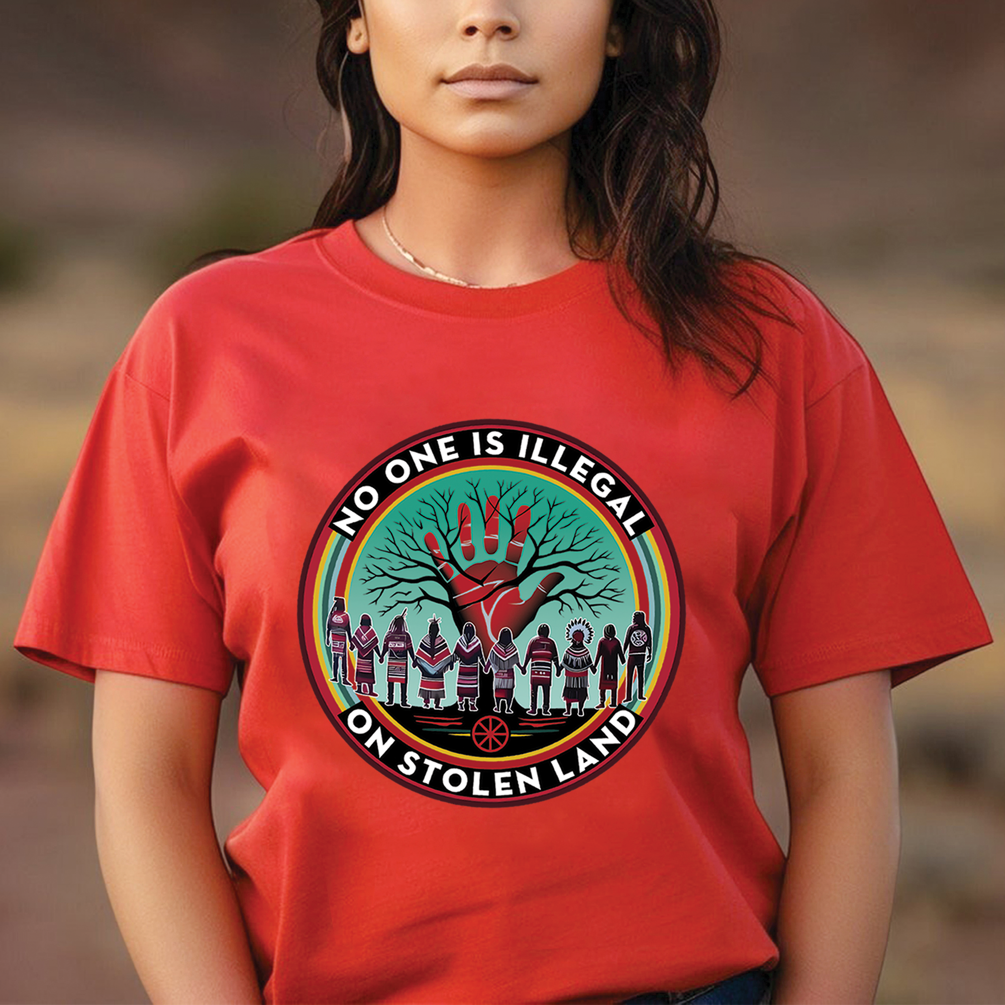 No One Is Illegal On Stolen Land - Unisex T-Shirt/T-Shirt V-Neck/Hoodie/Sweatshirt 166