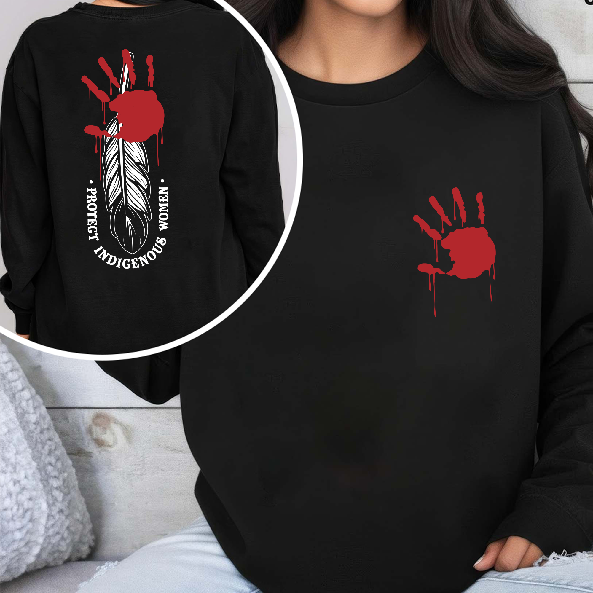 [Two Sides] Protect Indigenous Women Red Hand Unisex Tank Top/Long Sleeve/Hoodie Zip