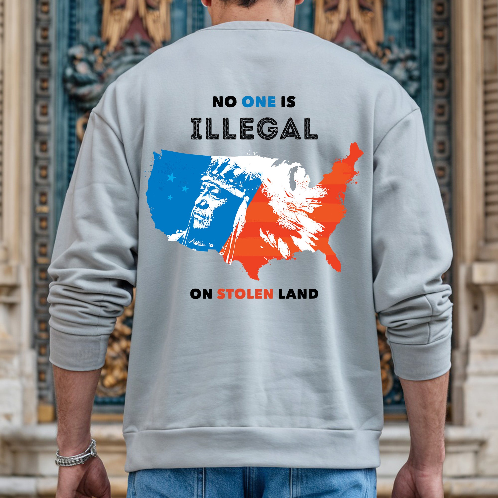 No One Is Illegal On Stolen Land. We Walk On Native Land Style 9 - Two Sides Unisex T-Shirt/T-Shirt V-Neck/Hoodie/Sweatshirt