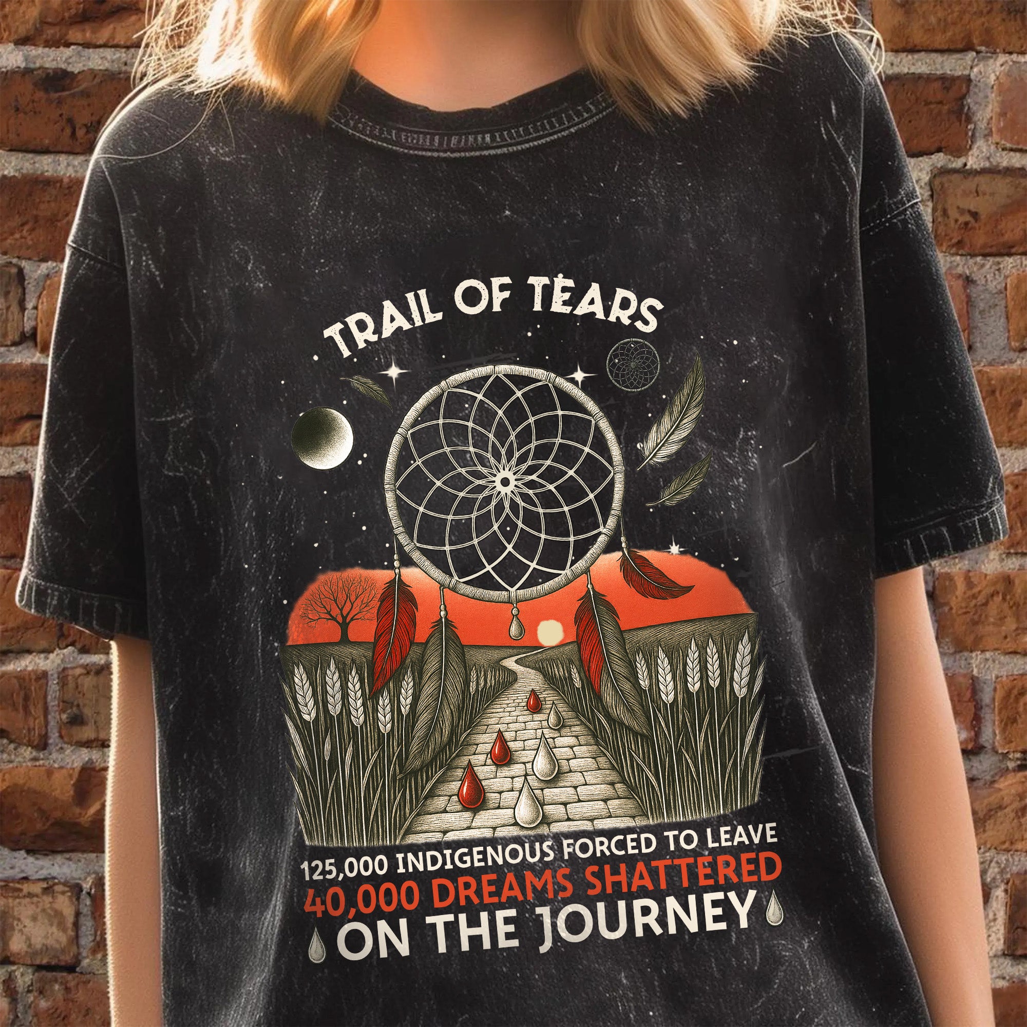 Trail of Tears Blood Tears Roade Unisex Mineral Washed T-Shirt