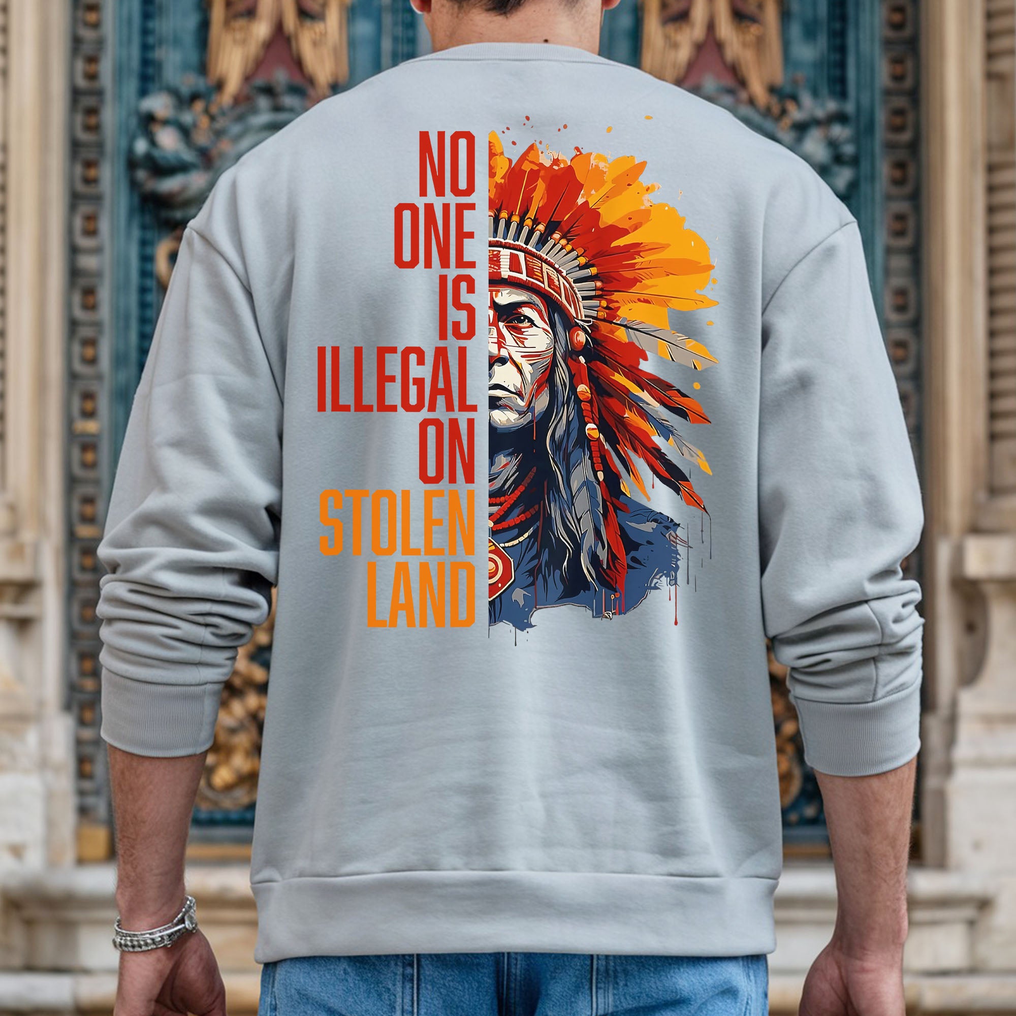 No One Is Illegal On Stolen Land Style 15 - Unisex T-shirt/T-shirt V-Neck/Hoodie/Sweatshirt - Two Sides