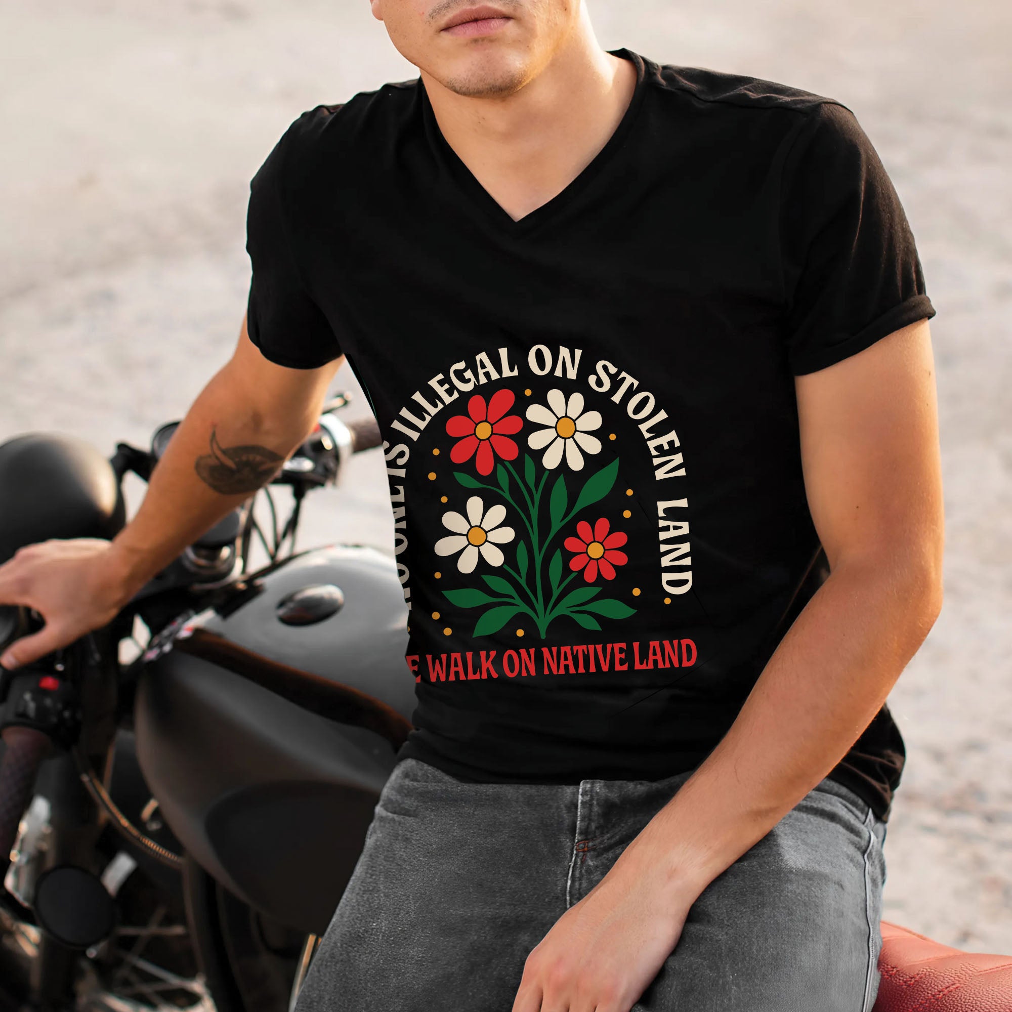 No One Is Illegal on Stolen Land We Walk on Native Land Unisex T-shirt/V-neck T-shirt/Hoodie/Sweatshirt N324