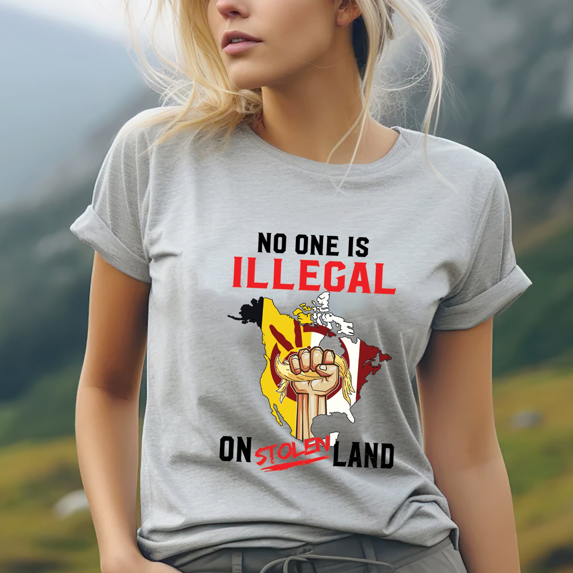 No One Is Illegal On Stolen Land - Unisex T-Shirt/T-Shirt V-Neck/Hoodie/Sweatshirt N54