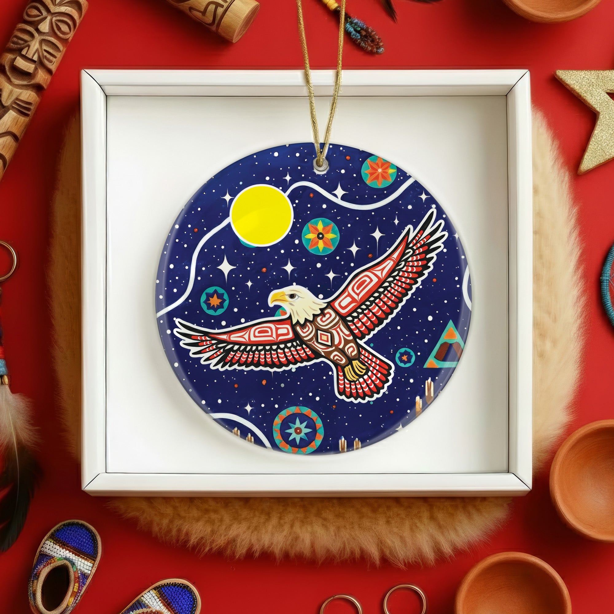 Native Tribal Spirit Animal Ceramic Ornament – Indigenous Art Decor