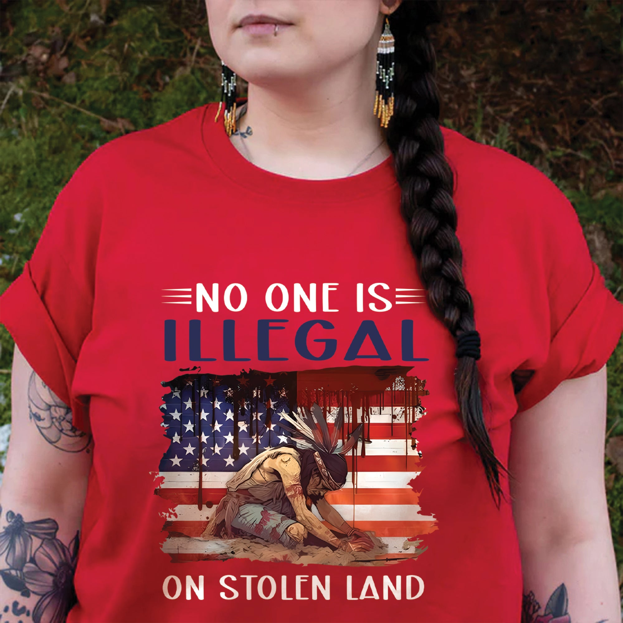 No One Is Illegal On Stolen Land - Unisex T-Shirt/T-Shirt V-Neck/Hoodie/Sweatshirt N41