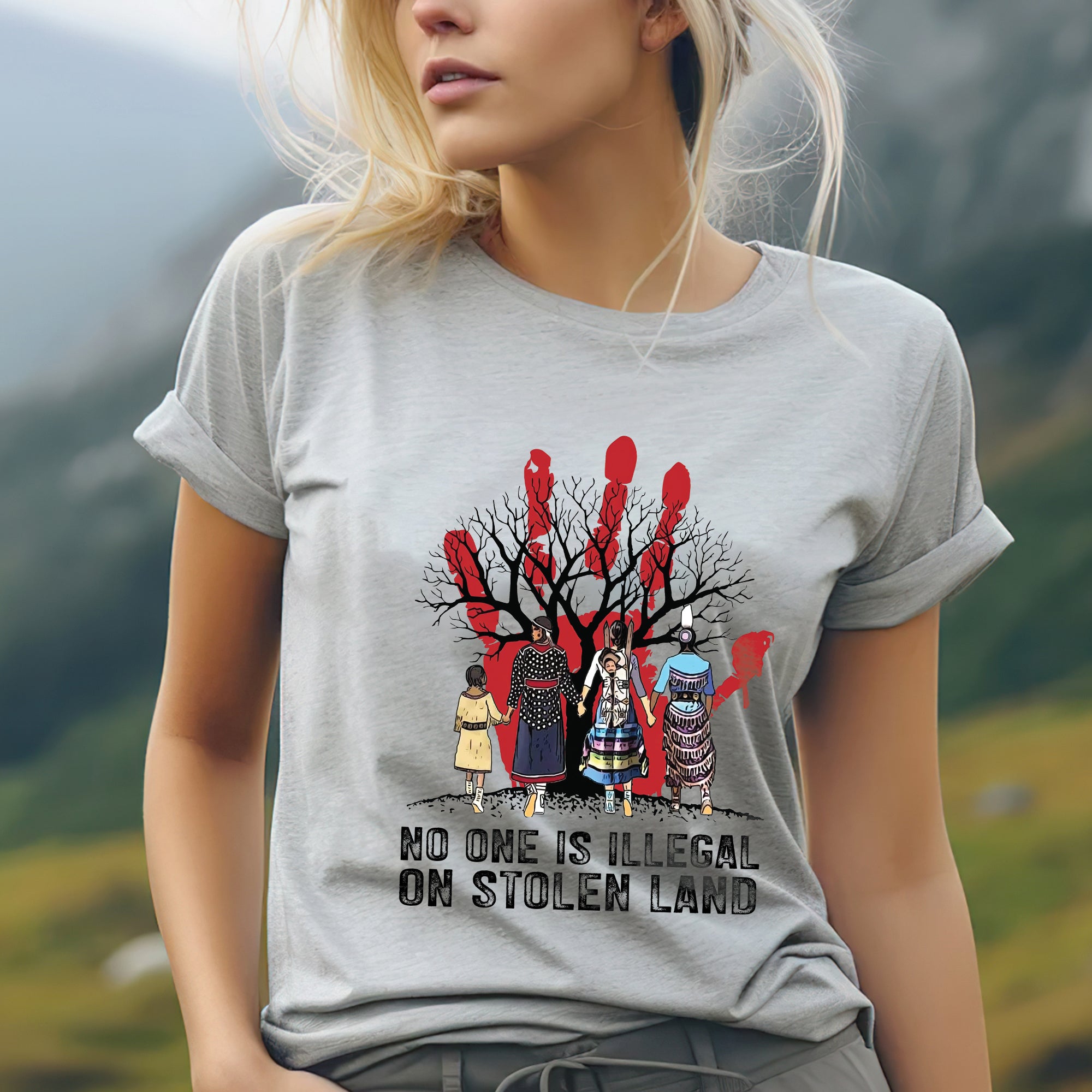 No One Is Illegal On Stolen Land - Unisex T-Shirt/T-Shirt V-Neck/Hoodie/Sweatshirt N59
