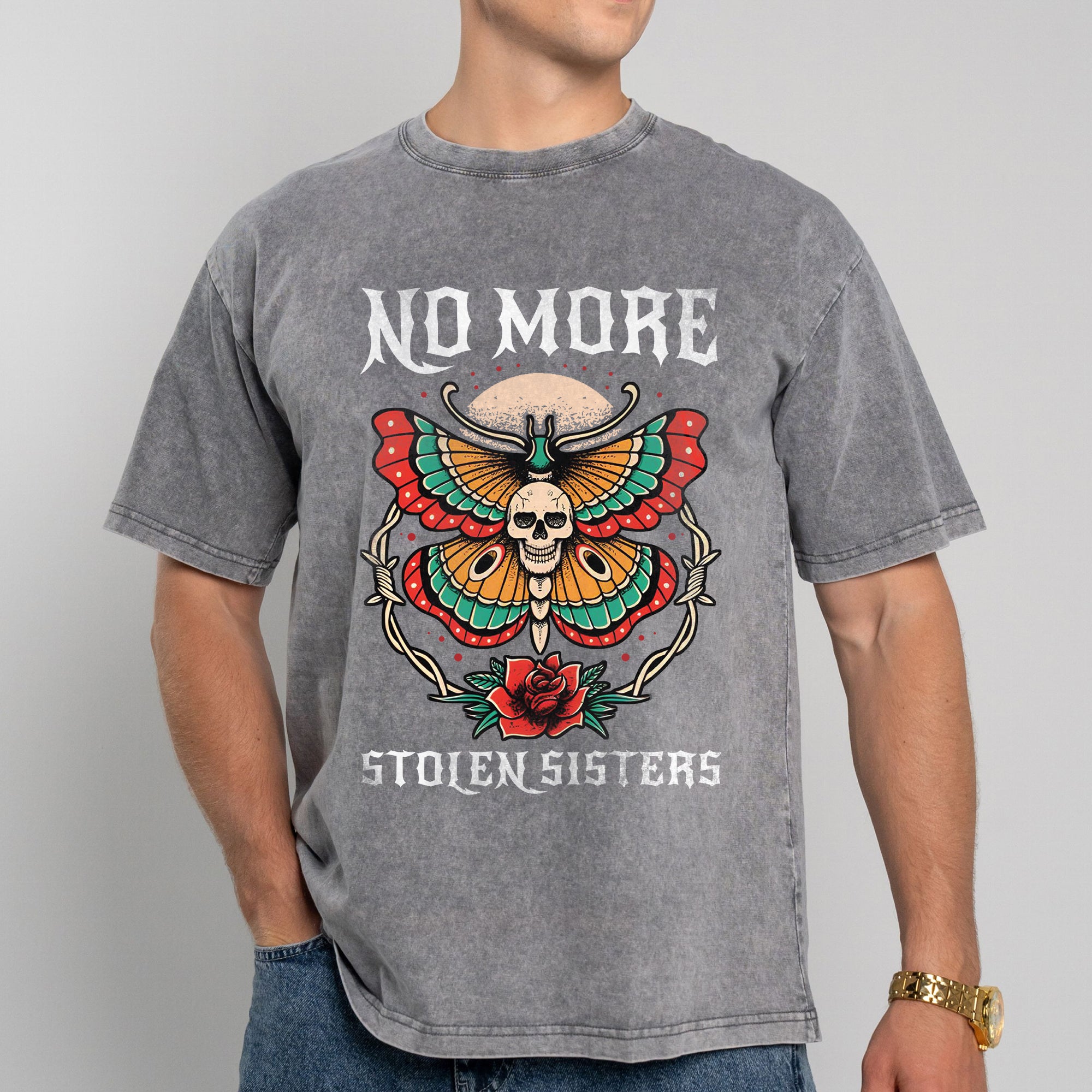 No More Stolen Sisters – Unisex Mineral Washed T-Shirt