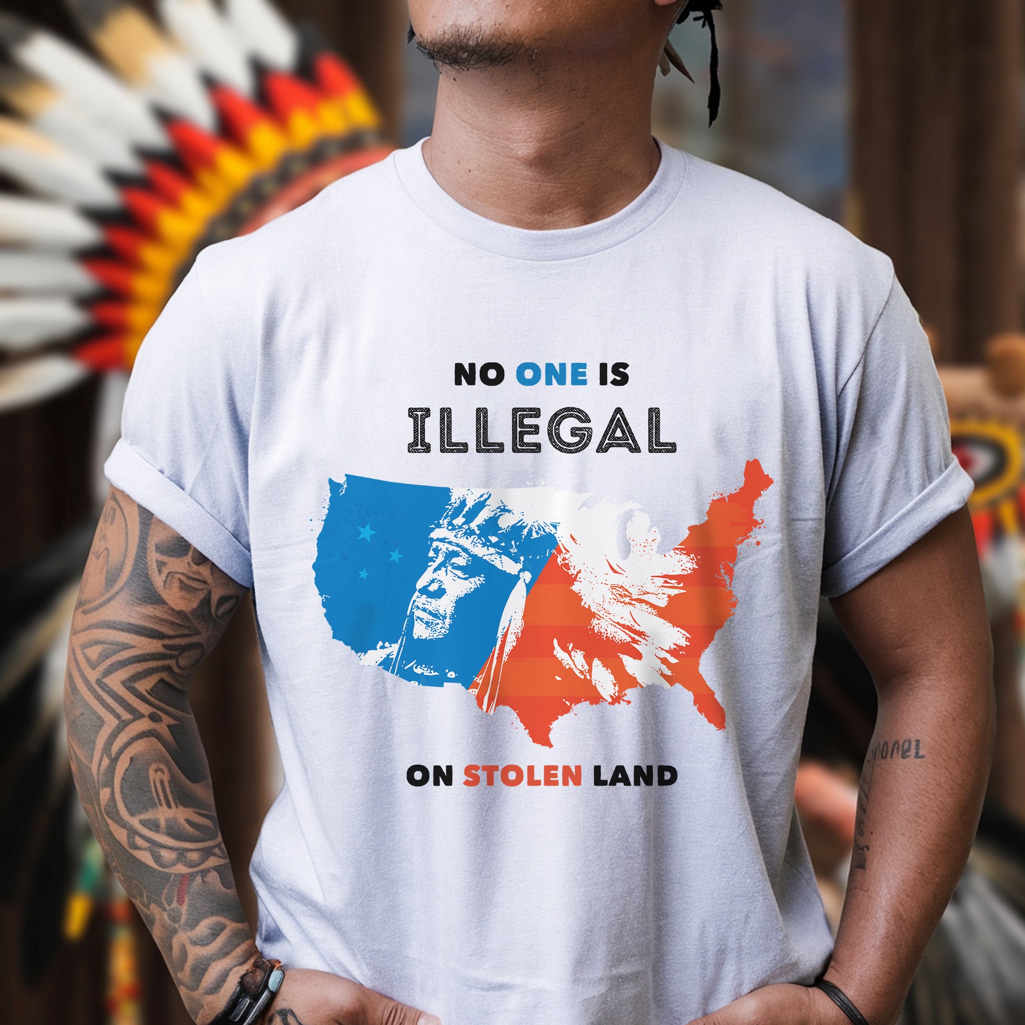 No One Is Illegal On Stolen Land. We Walk On Native Land Style 9 - One Sides Unisex T-Shirt/T-Shirt V-Neck/Hoodie/Sweatshirt