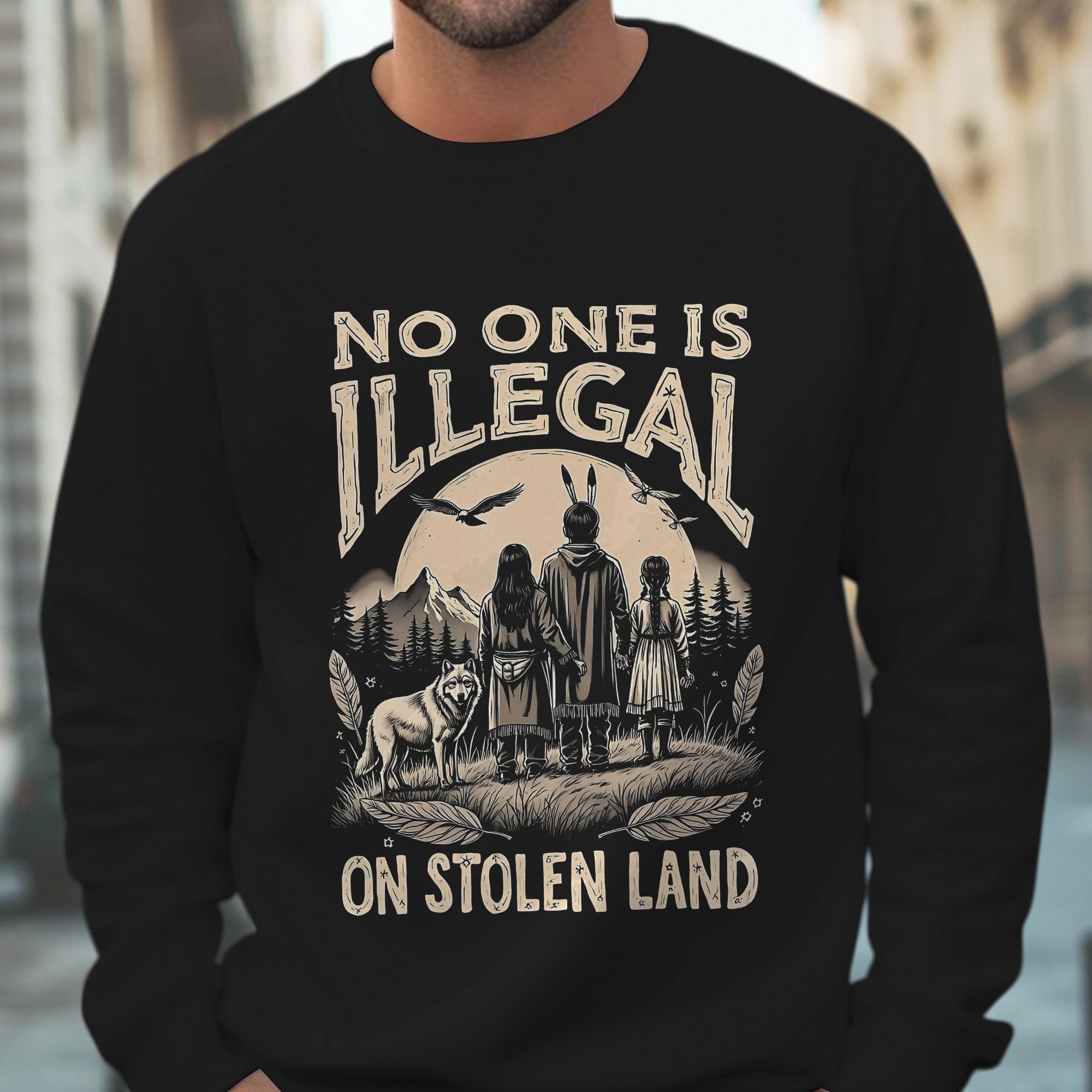 No One Is Illegal On Stolen Land - Unisex T-Shirt/T-Shirt V-Neck/Hoodie/Sweatshirt N56 Style 2