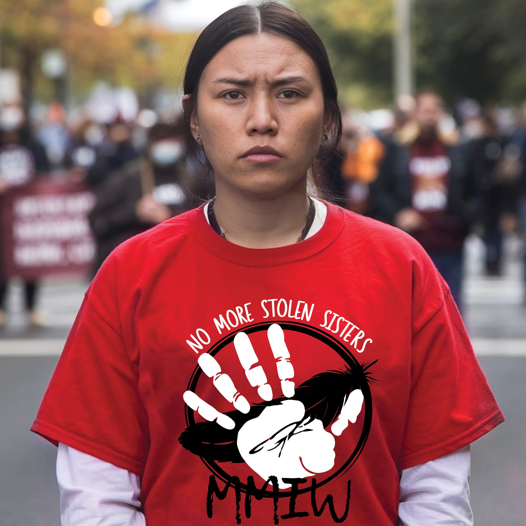 No More Stolen Sisters MMIW Native Women Awareness Unisex T-shirt/T-shirt V-Neck/Hoodie/Sweatshirt - One side