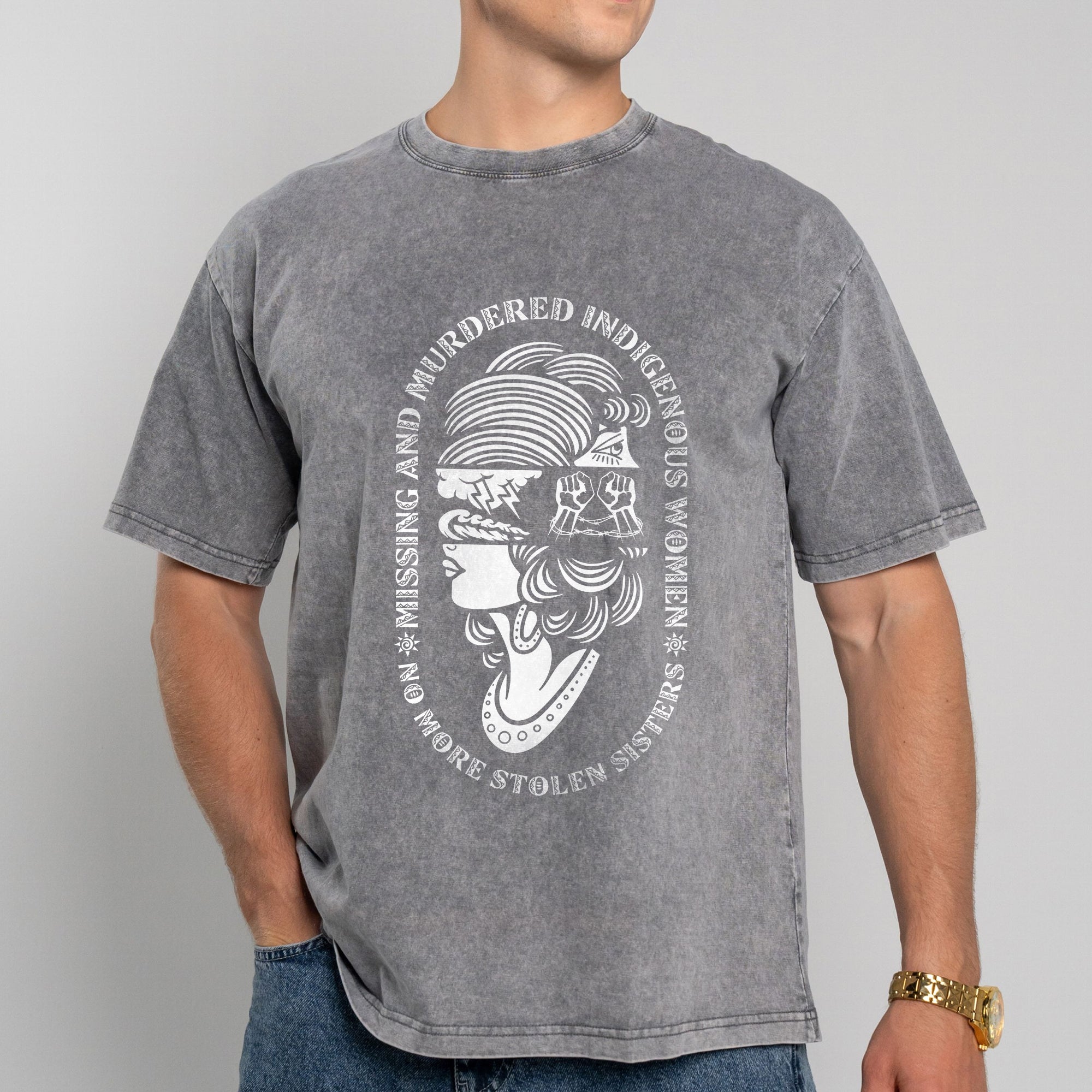 No More Stolen Sisters – MMIW Unisex Mineral Washed T-Shirt