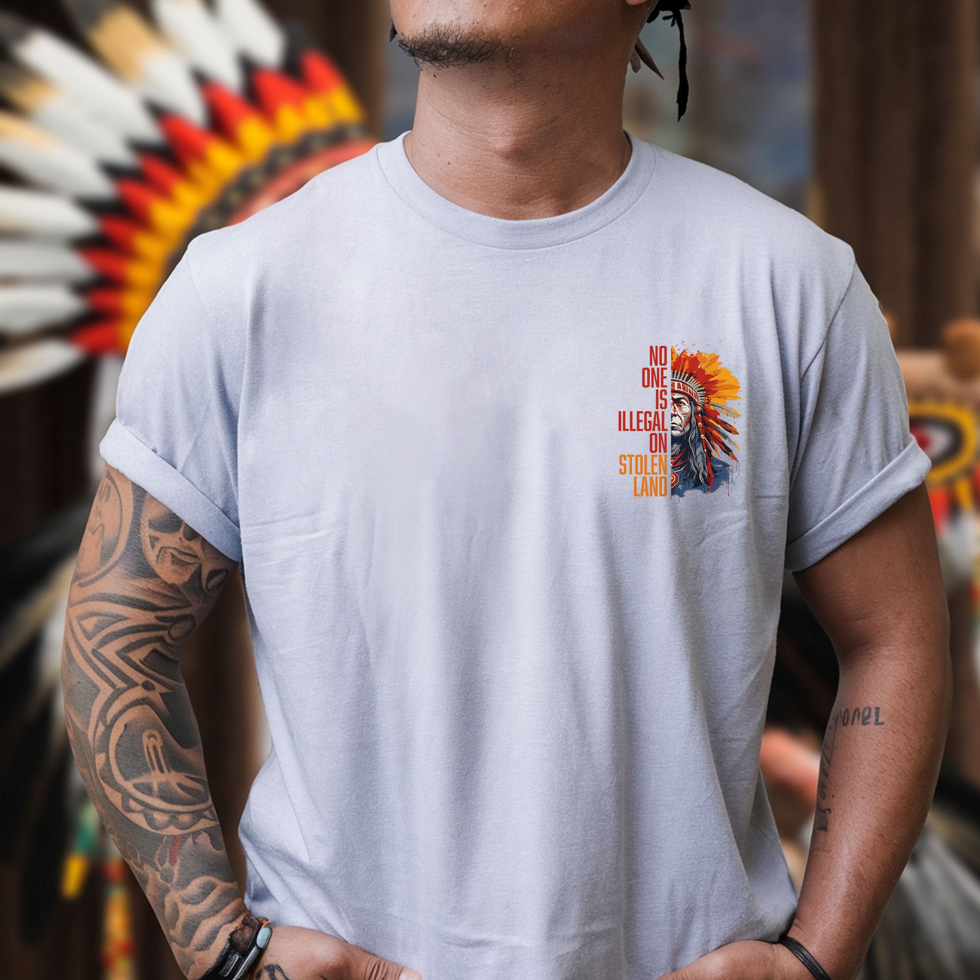 No One Is Illegal On Stolen Land Style 15 - Unisex T-shirt/T-shirt V-Neck/Hoodie/Sweatshirt - Two Sides