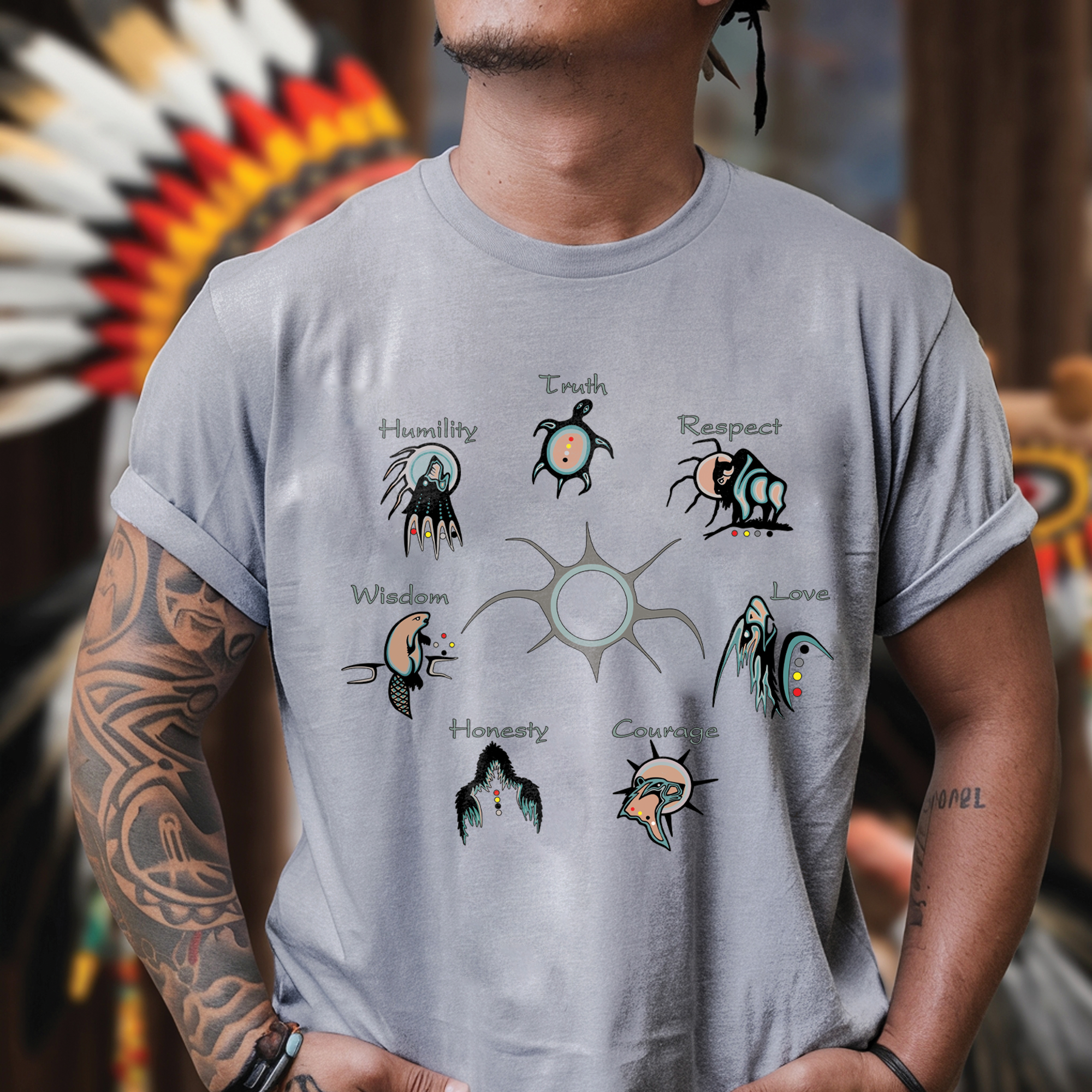 The Seven Sacred Laws Native American Indigenous Culture Unisex T-Shirt/T-Shirt V-Neck/Hoodie/Sweatshirt
