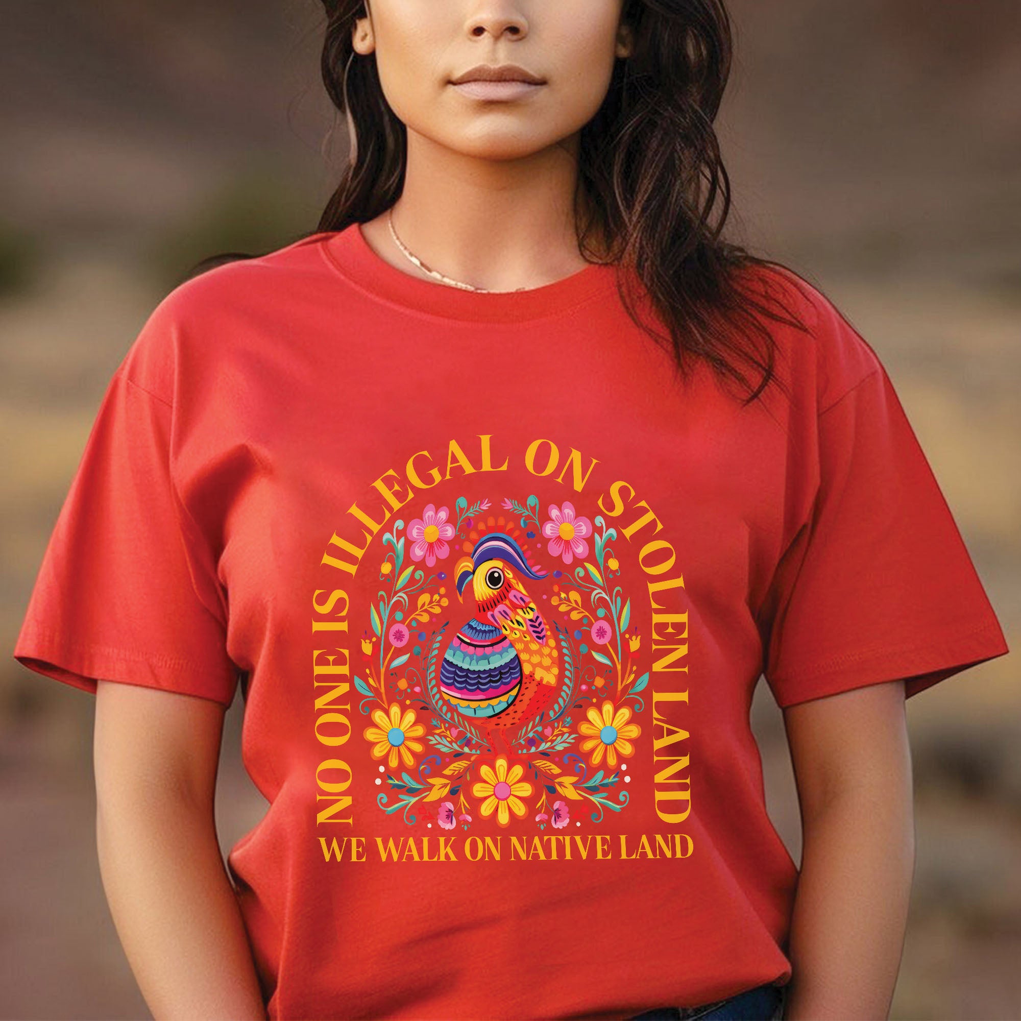 No One Is Illegal on Stolen Land We Walk on Native Land Unisex T-shirt/V-neck T-shirt/Hoodie/Sweatshirt N325