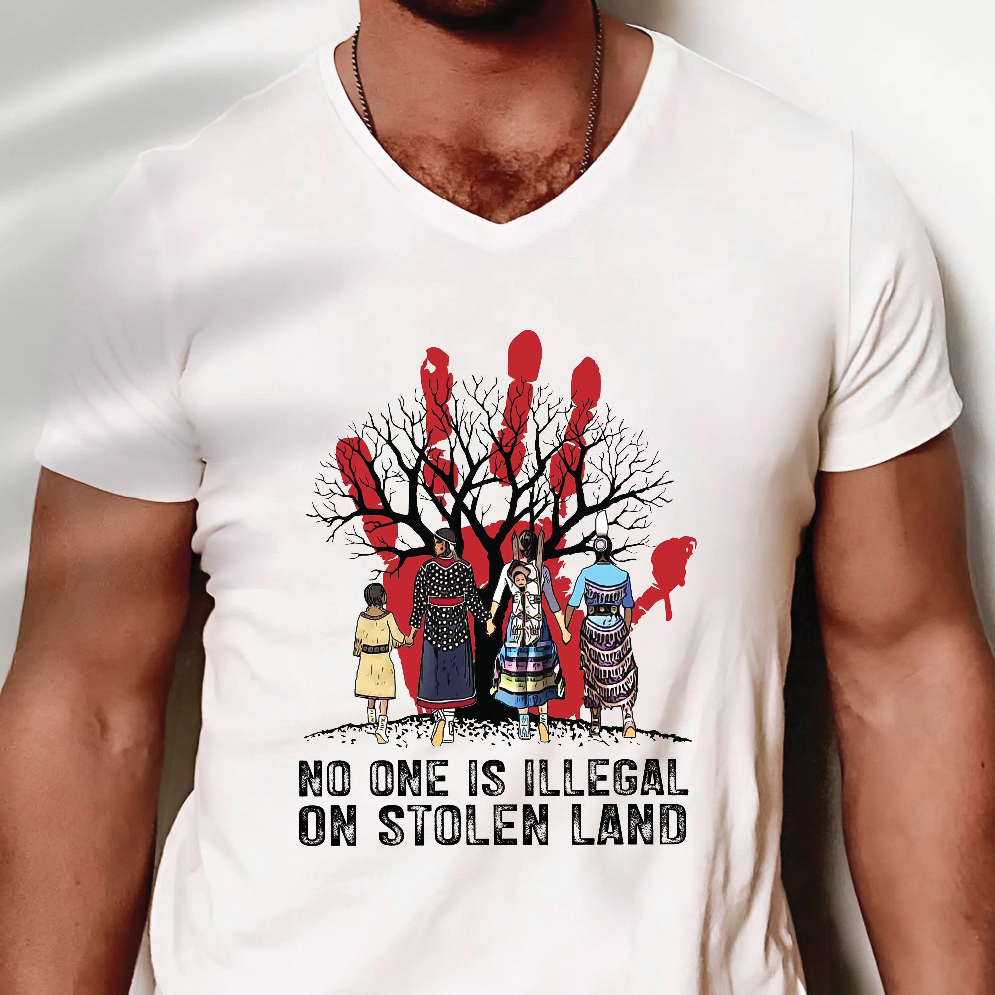 No One Is Illegal On Stolen Land - Unisex T-Shirt/T-Shirt V-Neck/Hoodie/Sweatshirt N59