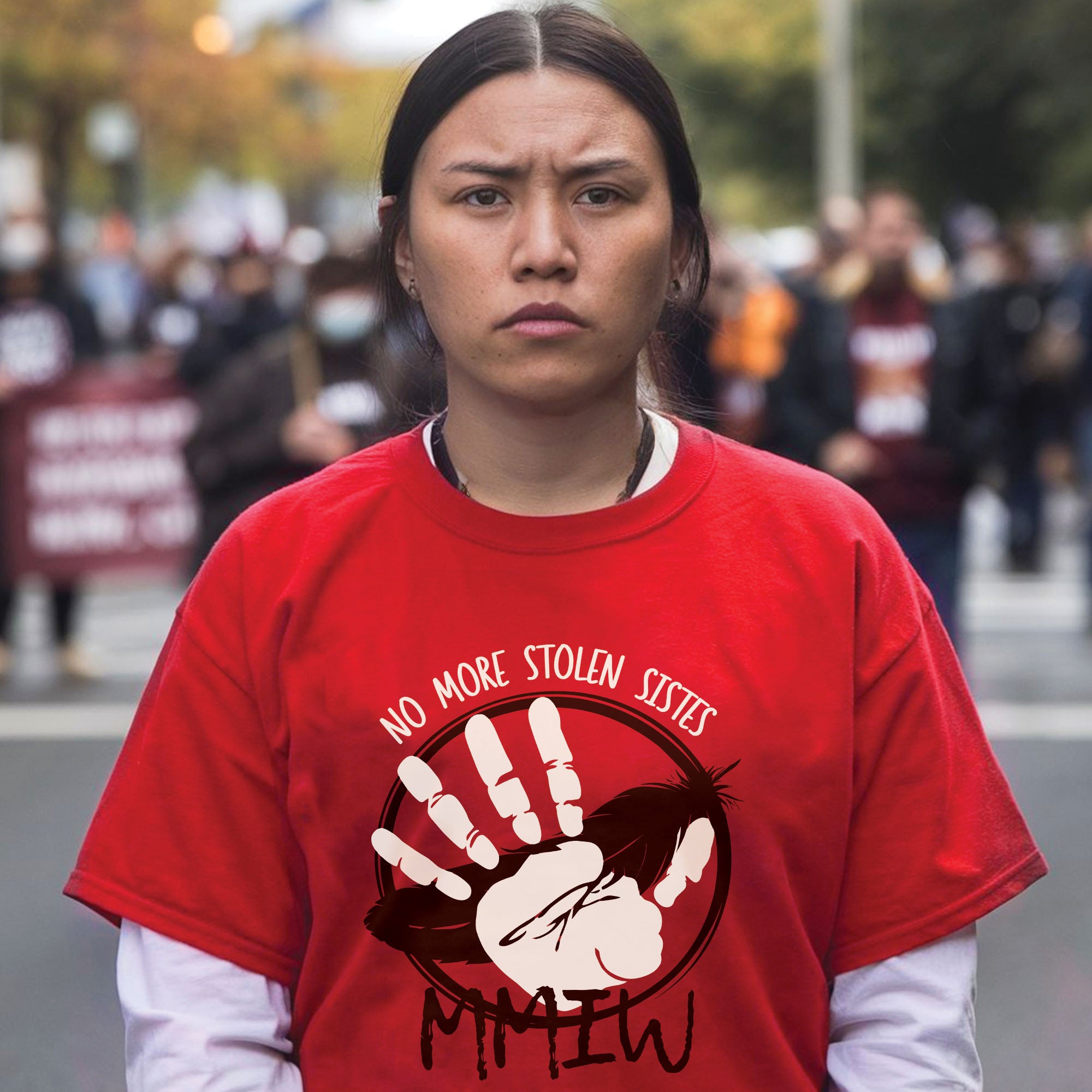 No More Stolen Sisters MMIW Native Women Awareness Unisex T-shirt/T-shirt V-Neck/Hoodie/Sweatshirt - One side