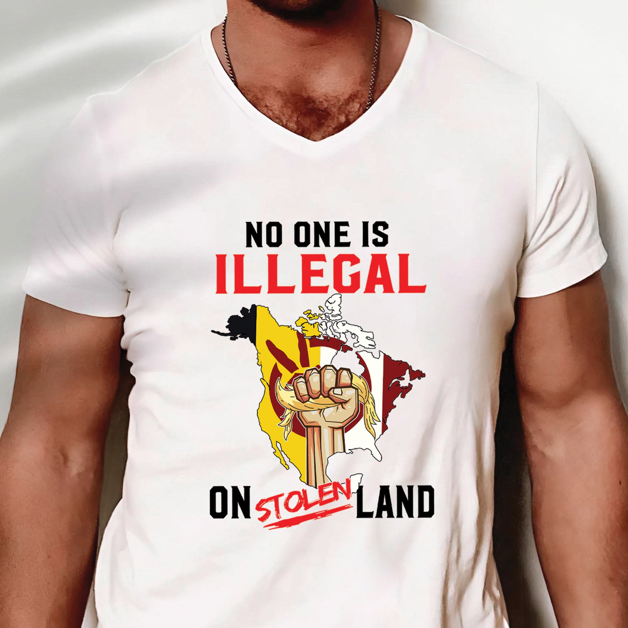No One Is Illegal On Stolen Land - Unisex T-Shirt/T-Shirt V-Neck/Hoodie/Sweatshirt N54