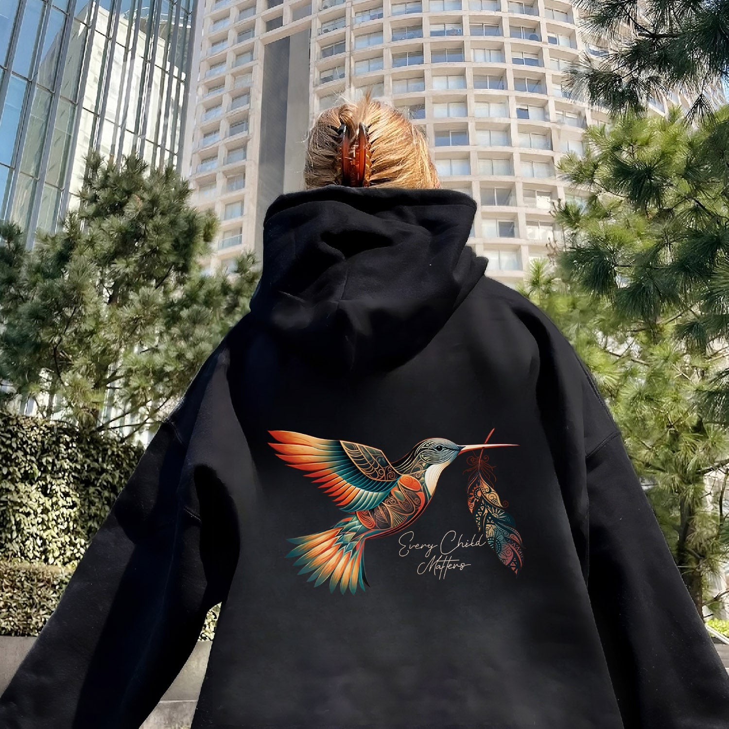 Every Child Matters Hummingbird With Feather Unisex Back T-shirt/Hoodie/Sweatshirt