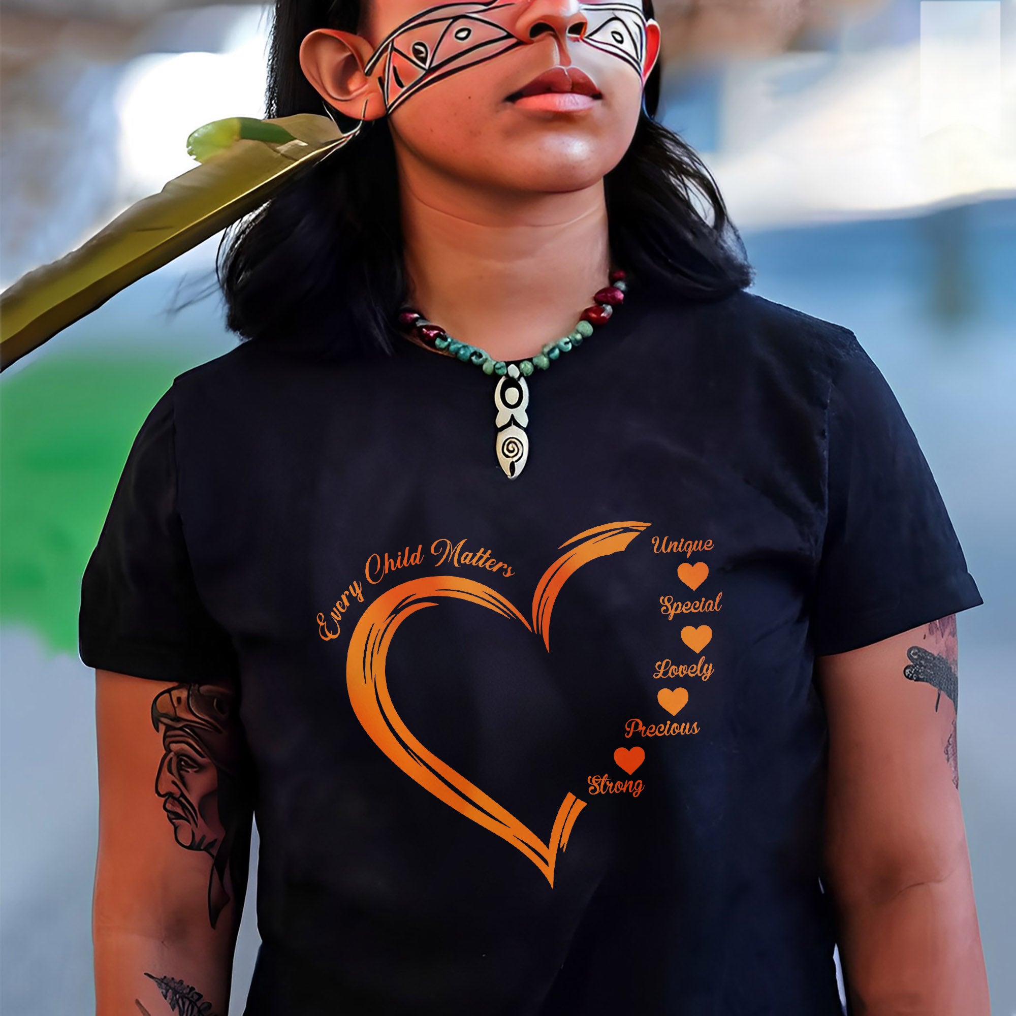 Every Child Matters Orange Heart Native American Unisex T-Shirt/Hoodie/Sweatshirt - Custom Design