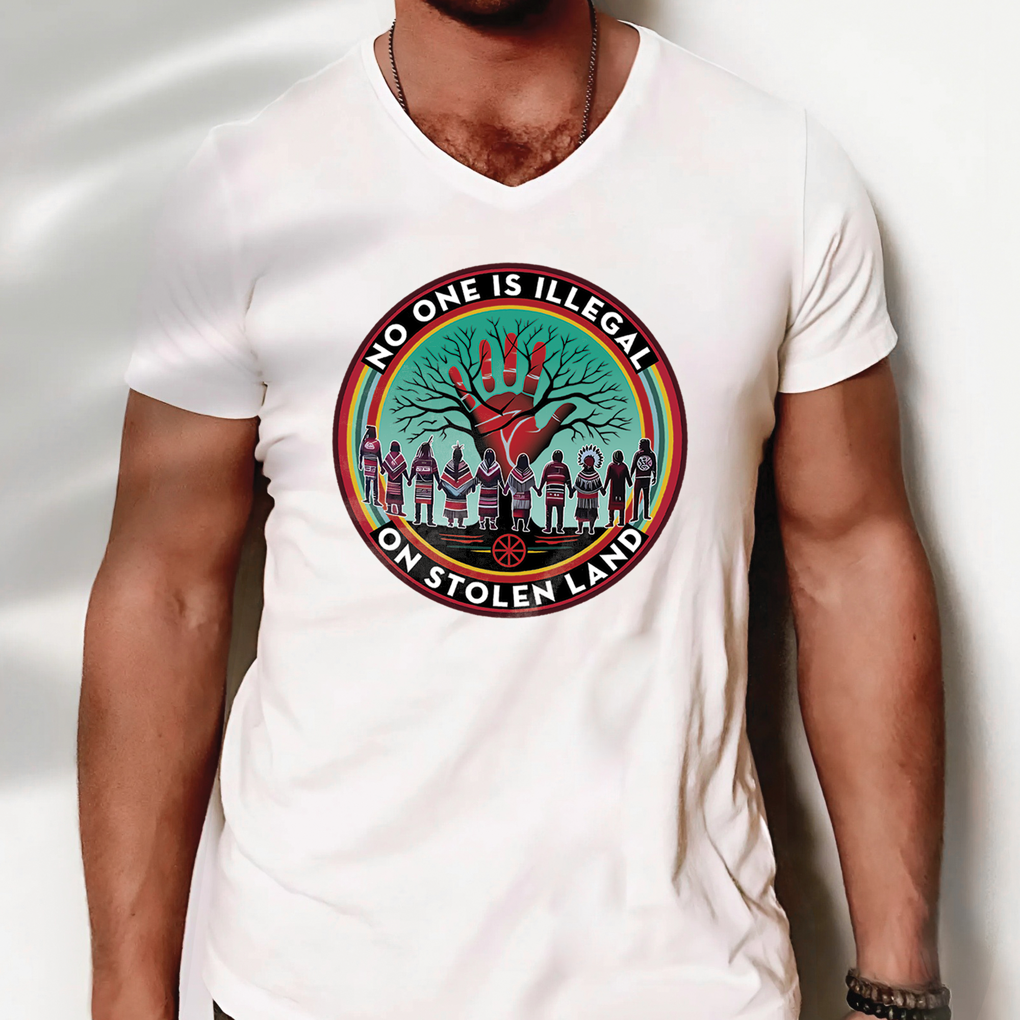 No One Is Illegal On Stolen Land - Unisex T-Shirt/T-Shirt V-Neck/Hoodie/Sweatshirt 166