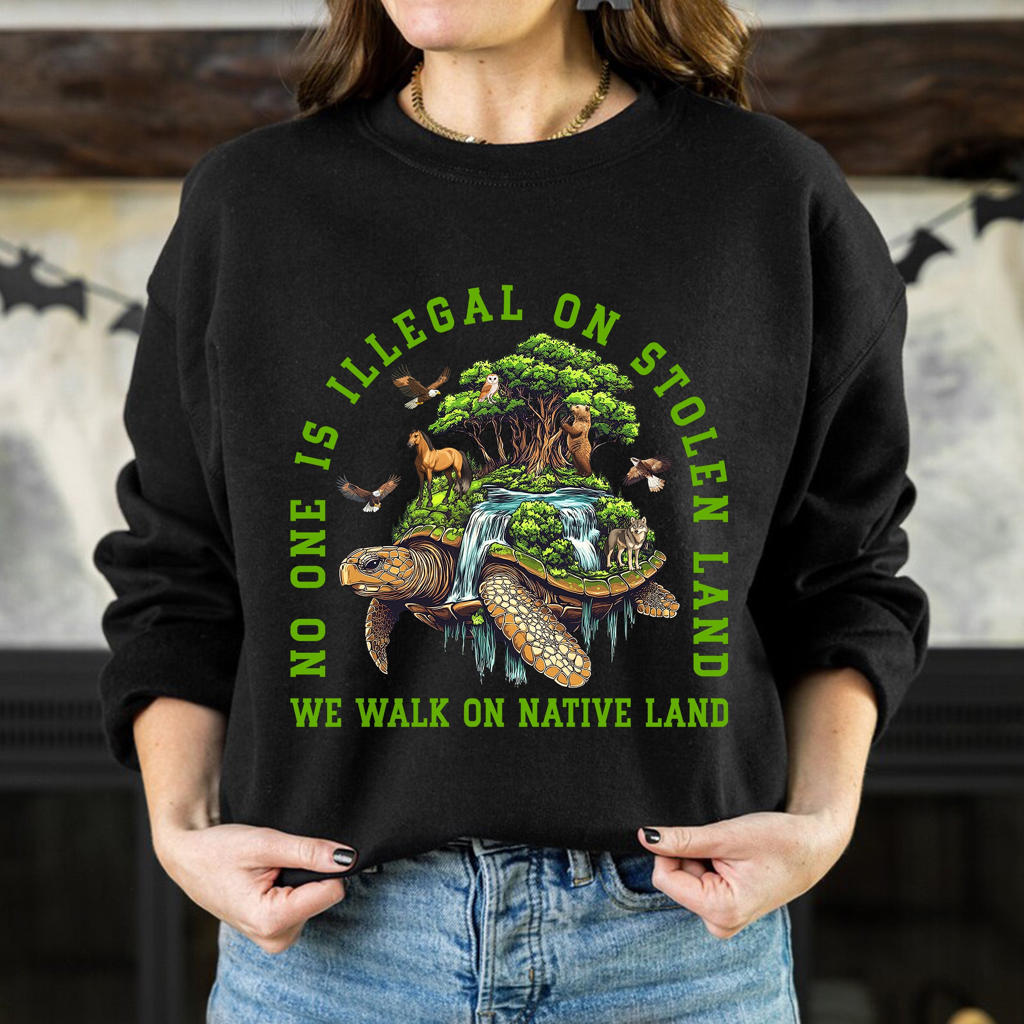 No One Is Illegal On Stolen Land. We Walk On Native Land Style 4 - One Sides Unisex T-Shirt/T-Shirt V-Neck/Hoodie/Sweatshirt