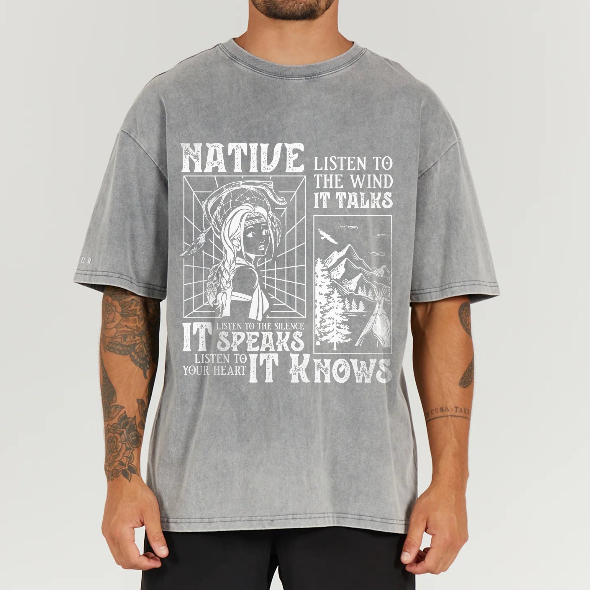 Native Listen To The Wind Listen To Your Heart - Indigenous Women Unisex Mineral Washed T-Shirt