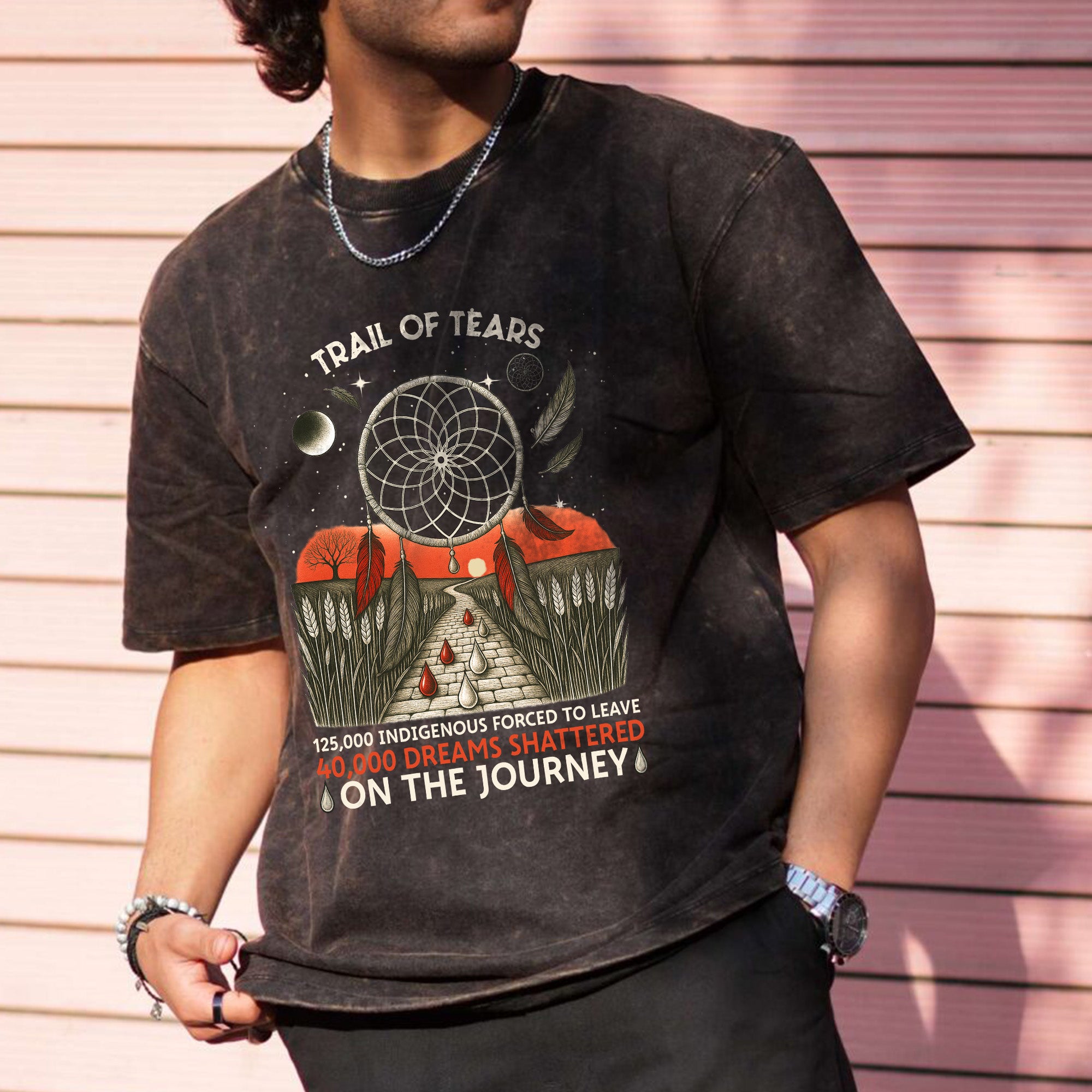 Trail of Tears Blood Tears Roade Unisex Mineral Washed T-Shirt