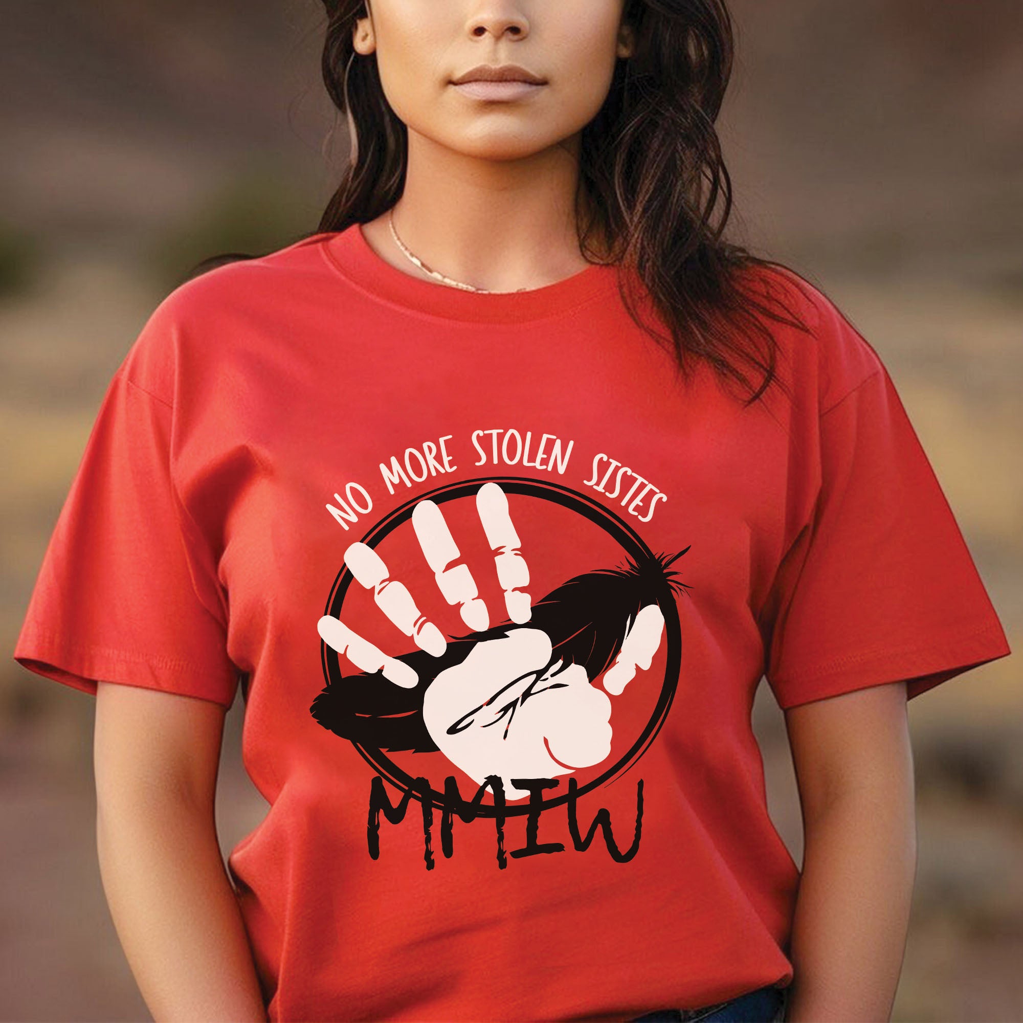 No More Stolen Sisters MMIW Native Women Awareness Unisex T-shirt/T-shirt V-Neck/Hoodie/Sweatshirt - One side