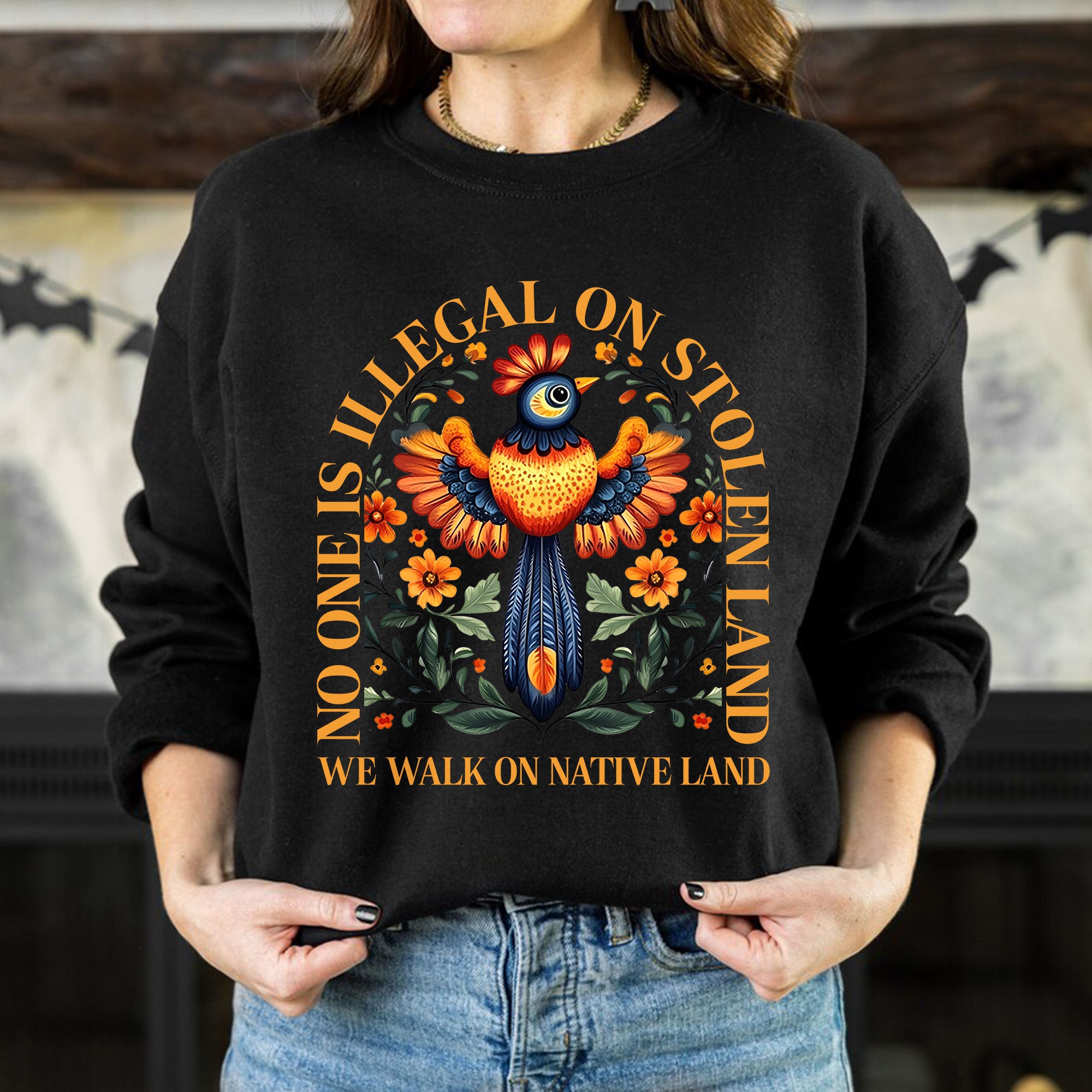 No One Is Illegal On Stolen Land. We Walk On Native Land - One Side Unisex T-shirt/Hoodie/Sweatshirt