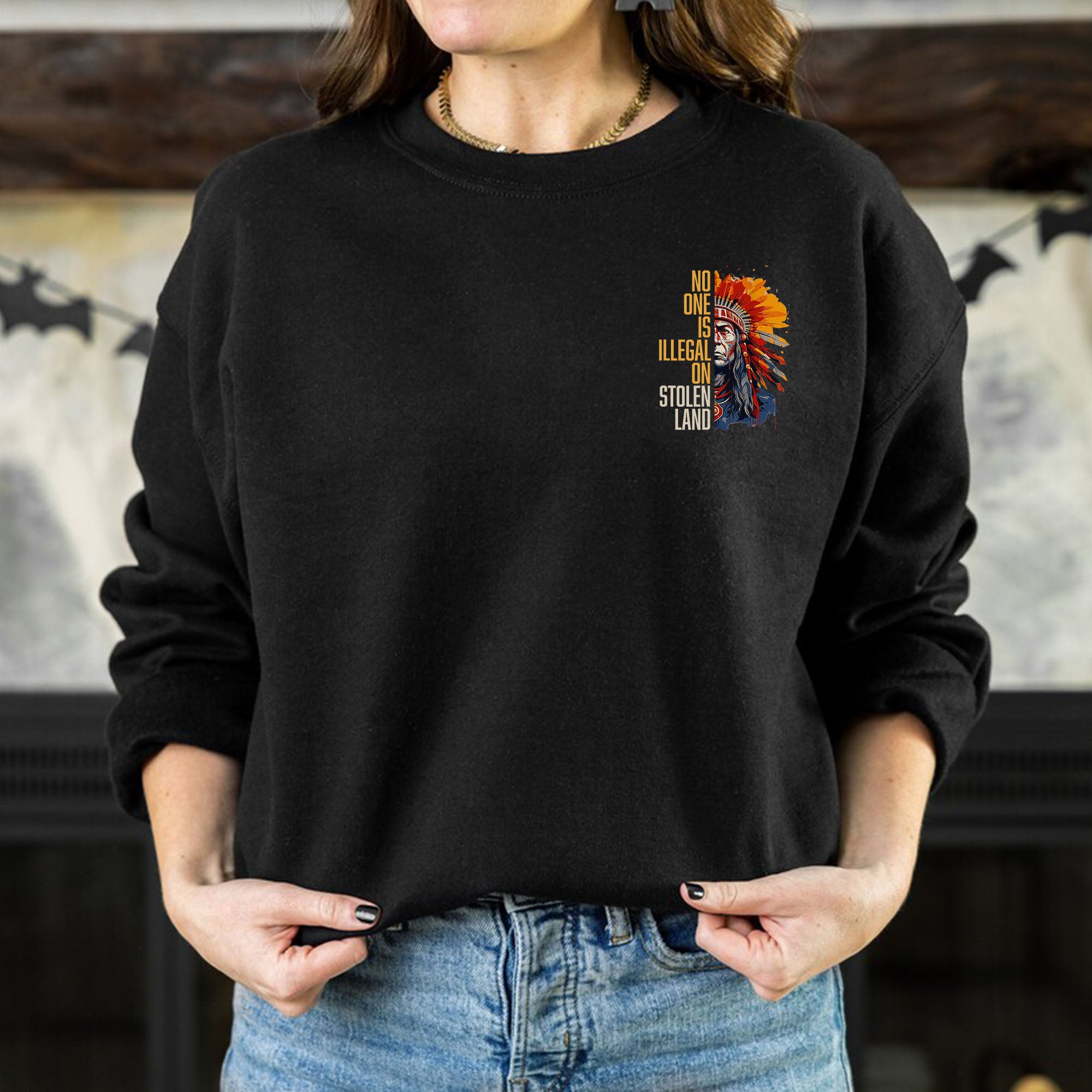 No One Is Illegal On Stolen Land Style 15 - Unisex T-shirt/T-shirt V-Neck/Hoodie/Sweatshirt - Two Sides
