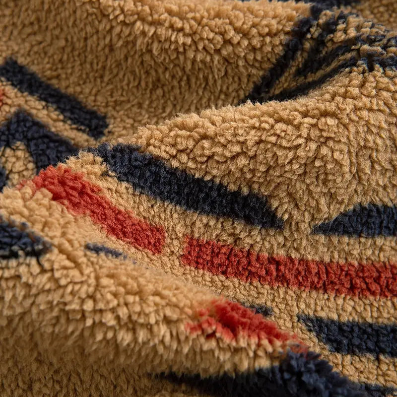 Native American Tribal Fleece Sweatshirt – Half Zip Stand Collar Pullover