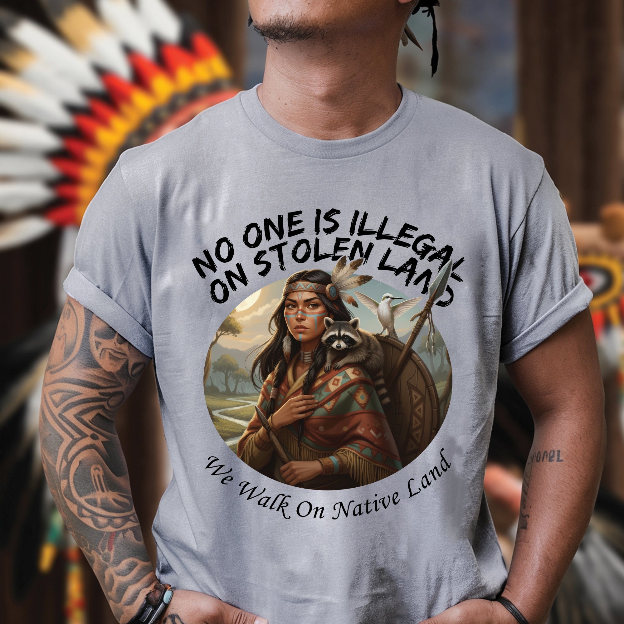 No One Is Illegal On Stolen Land - Unisex T-Shirt/T-Shirt V-Neck/Hoodie/Sweatshirt N84