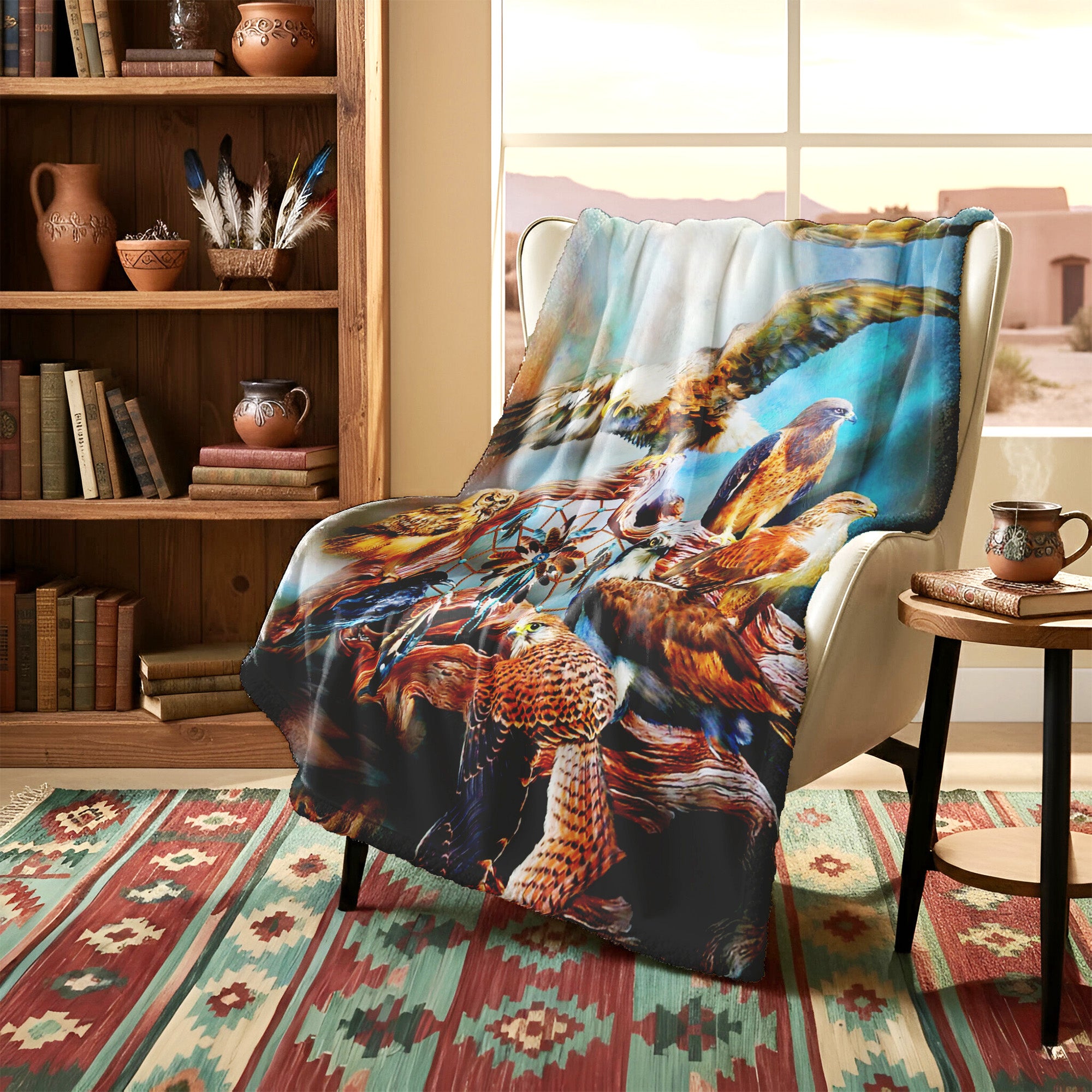 Native American Spirit Birds Soft And Warm Premium Fleece Blanket