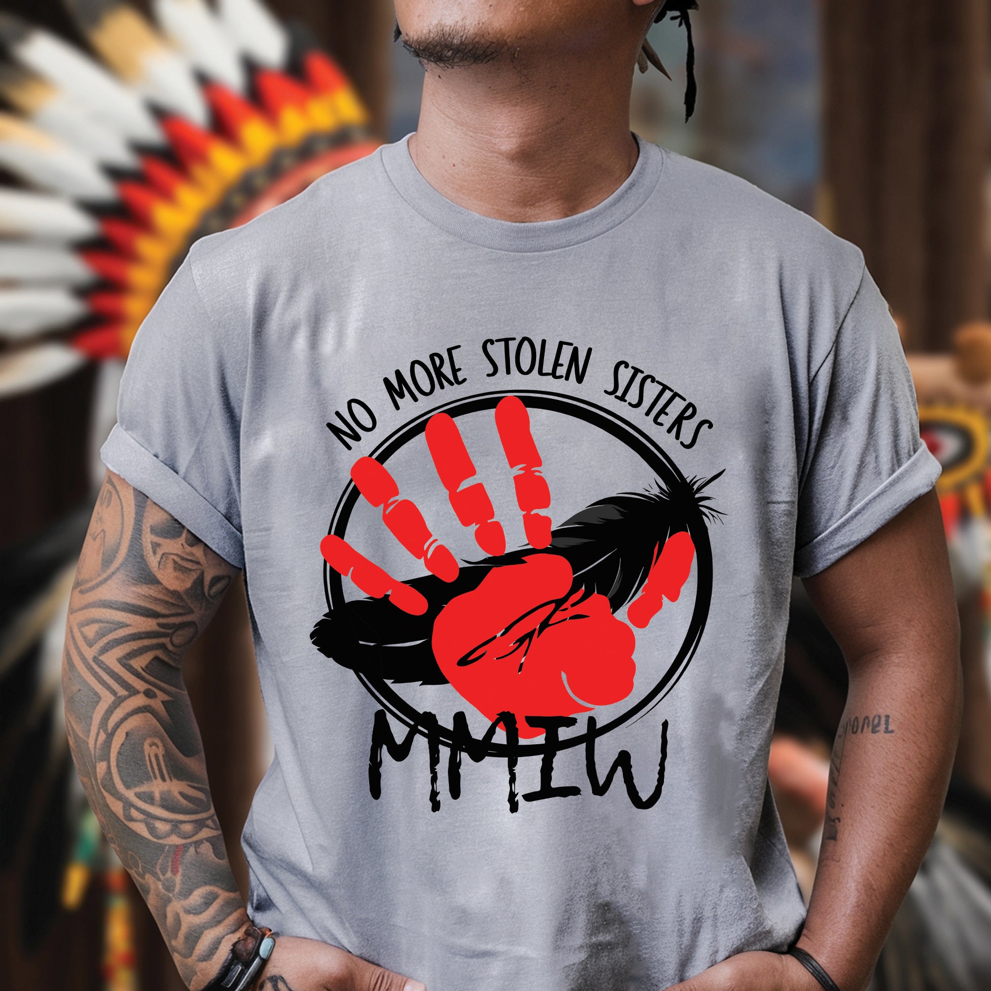 No More Stolen Sisters MMIW Native Women Awareness Unisex T-shirt/T-shirt V-Neck/Hoodie/Sweatshirt - One side