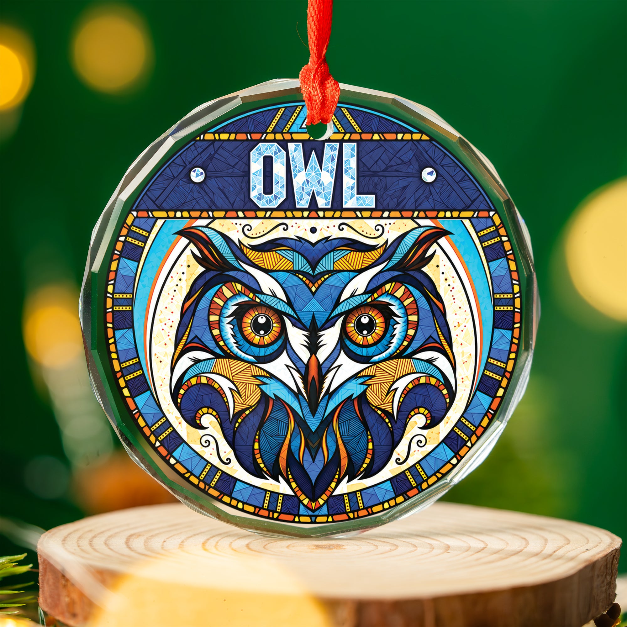 Owl Spirit Native Tribal Glass Ornament – Indigenous Art Decor