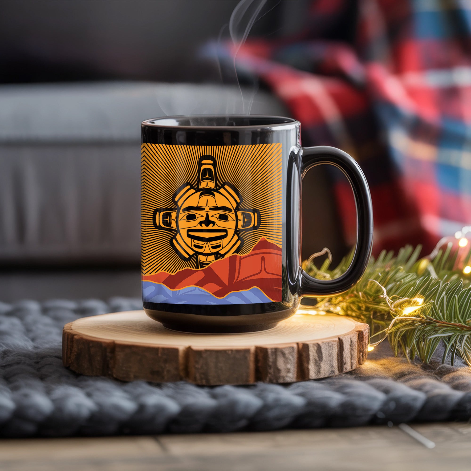 Native Northwest Chilkat Sun Ceramic Native American Heritage Mug