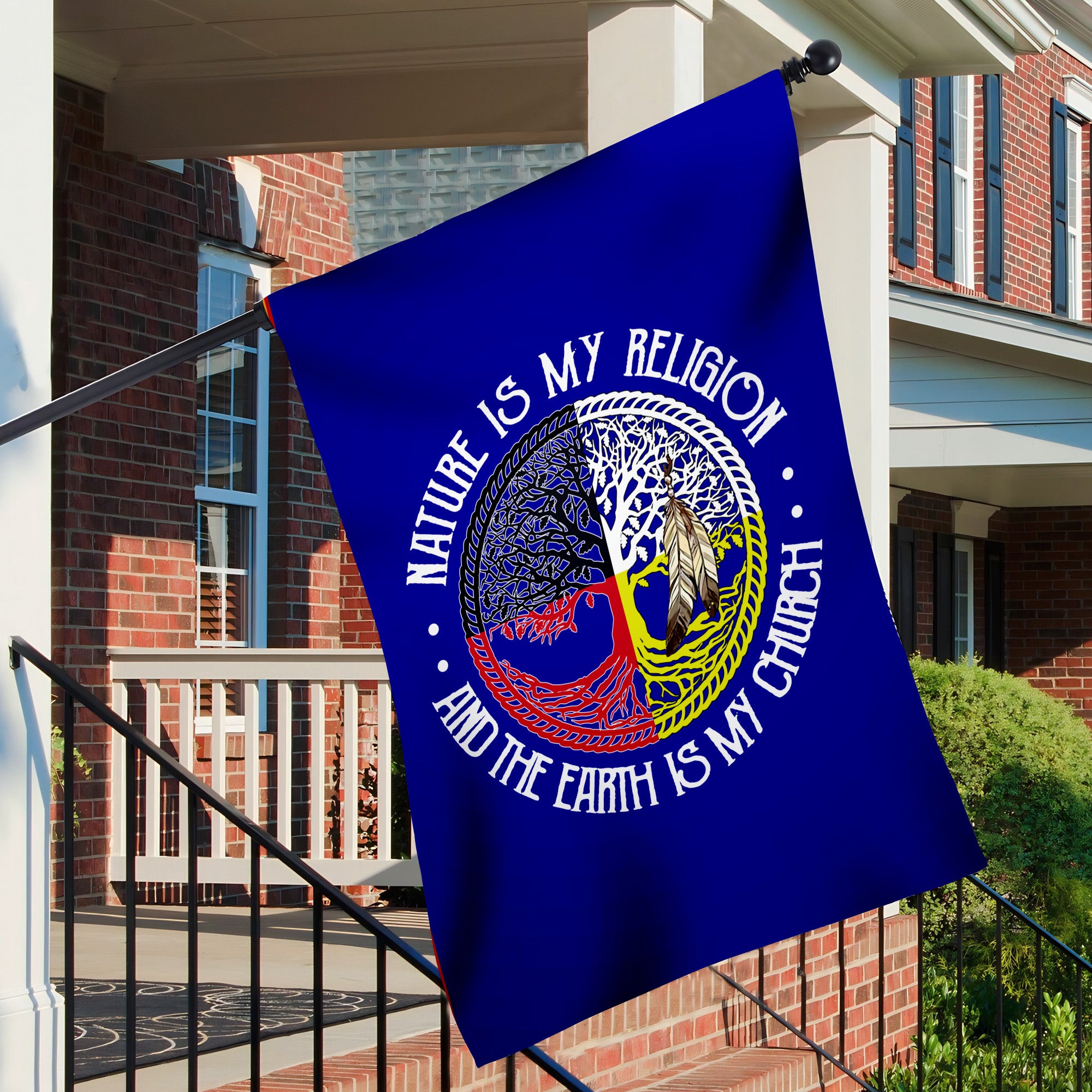 Nature Is My Religion - Native American Flag Garden House Yard for Decor Outdoor