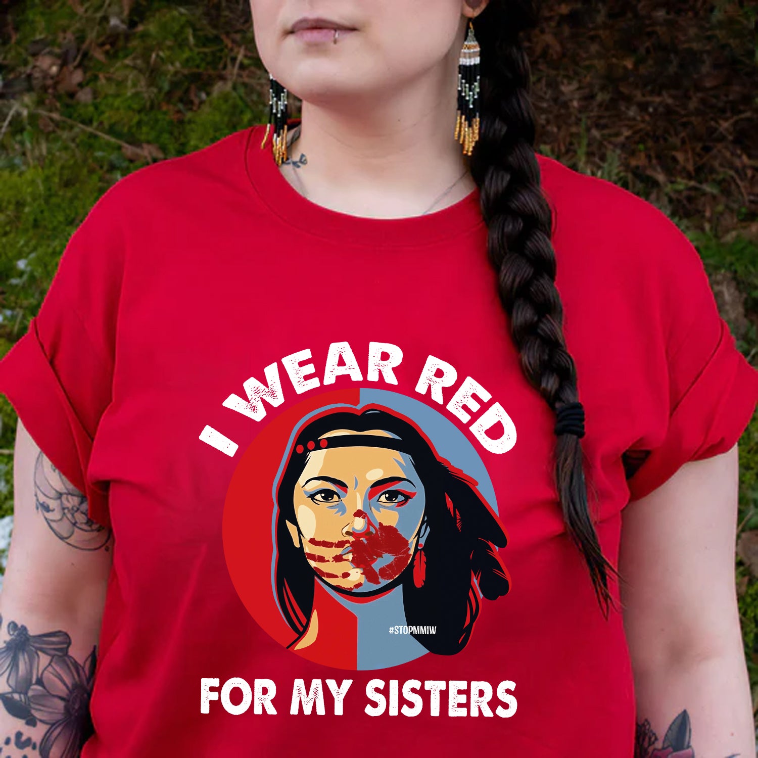 MMIW I Wear Red For My Sisters Red Hand Indigenous Women Unisex T-Shirt/Hoodie/Sweatshirt