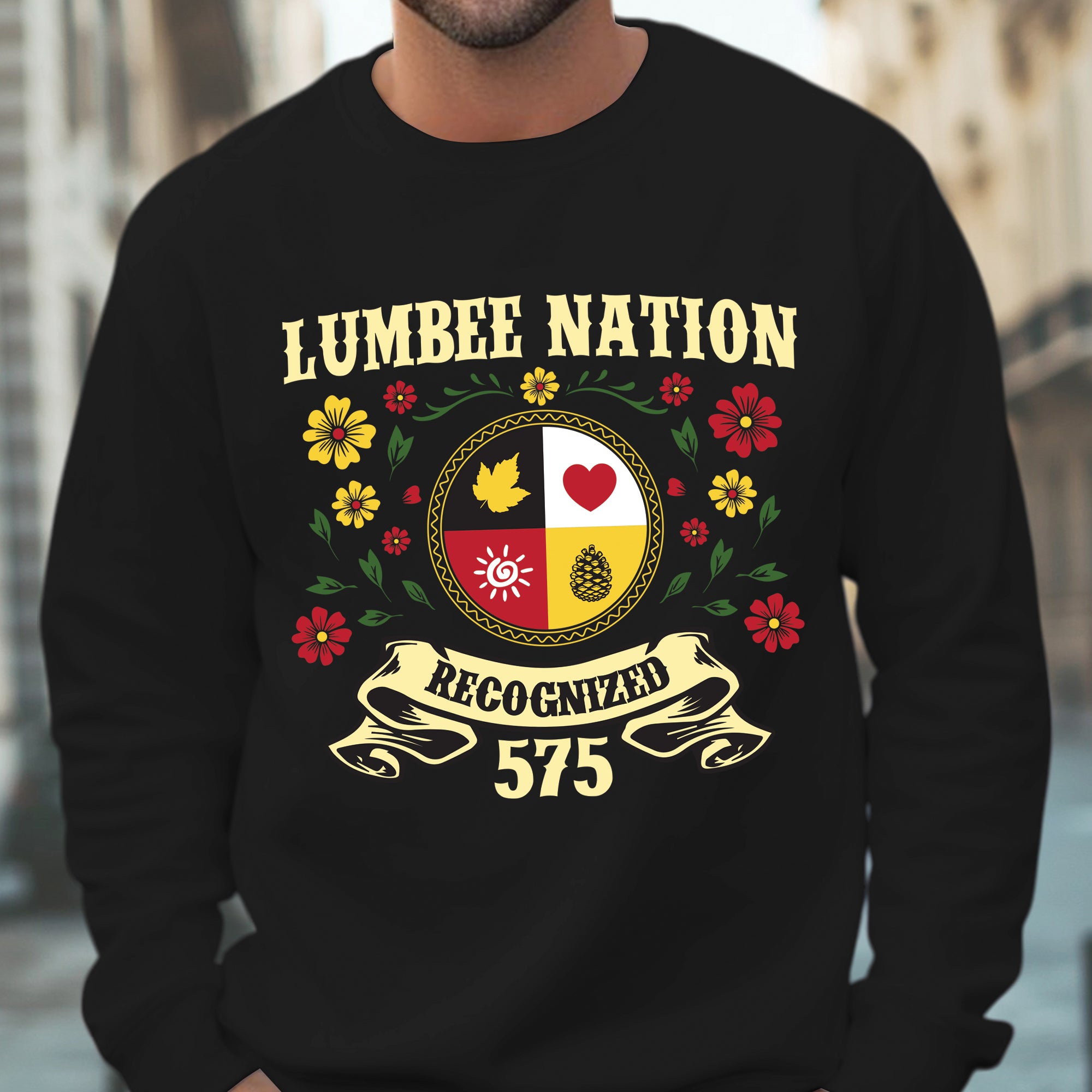 Lumbee Nation Recognized Native American 575 Floral Design Unisex T-shirt/T-shirt V-neck/Hoodie/Sweatshirt