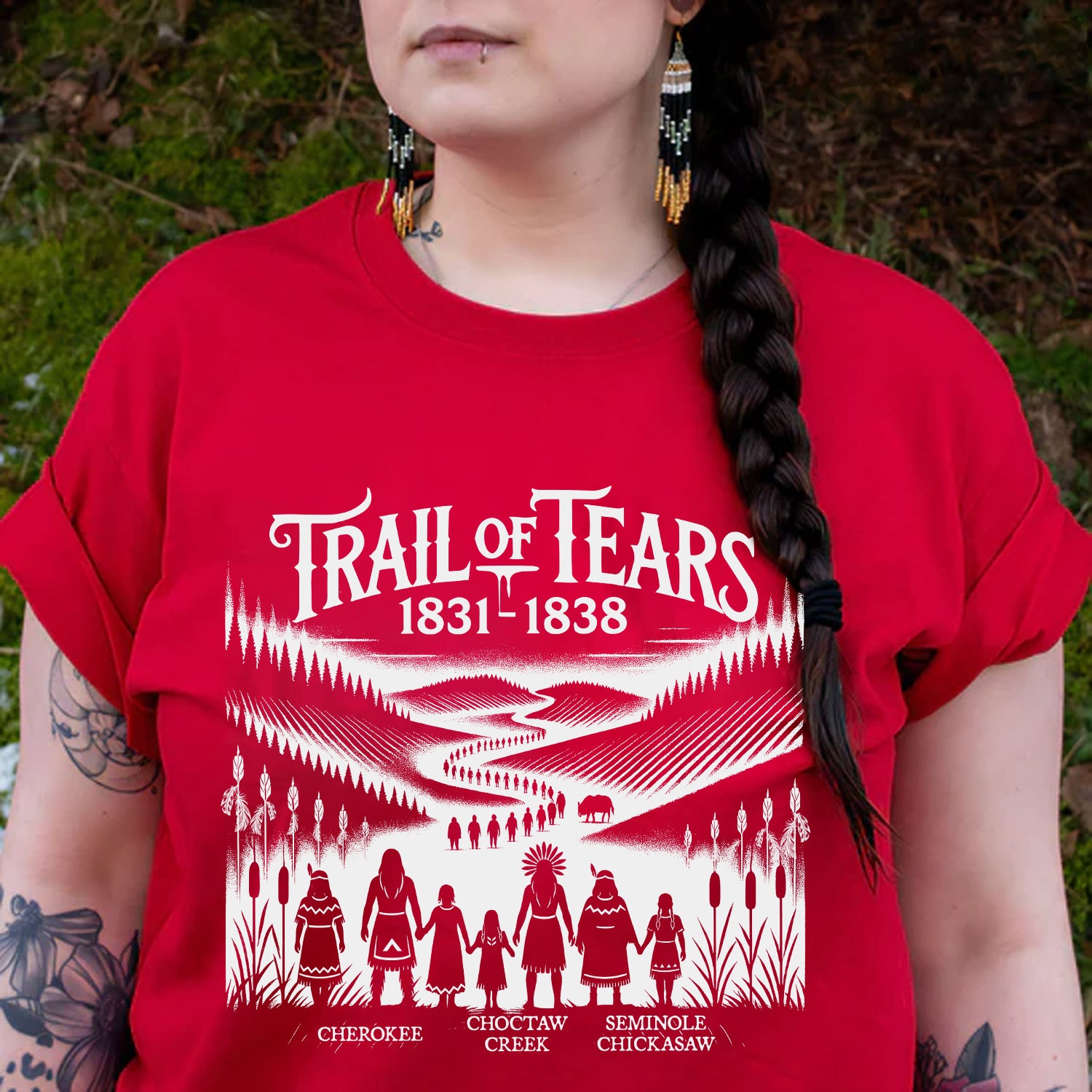 Native Heritage Trail of Tears 5 Tribes - Unisex T-Shirt/T-Shirt V-Neck/Hoodie/Sweatshirt