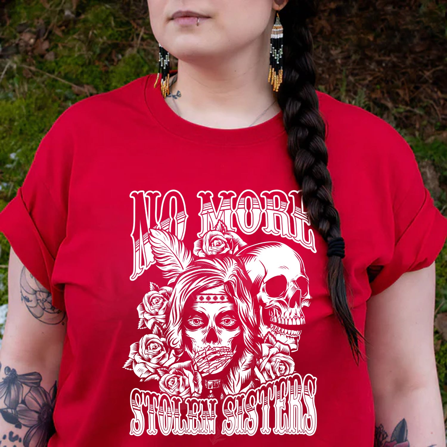 No More Stolen Sisters - MMIW Unisex T-Shirt/T-Shirt V-Neck/Hoodie/Sweatshirt One Side