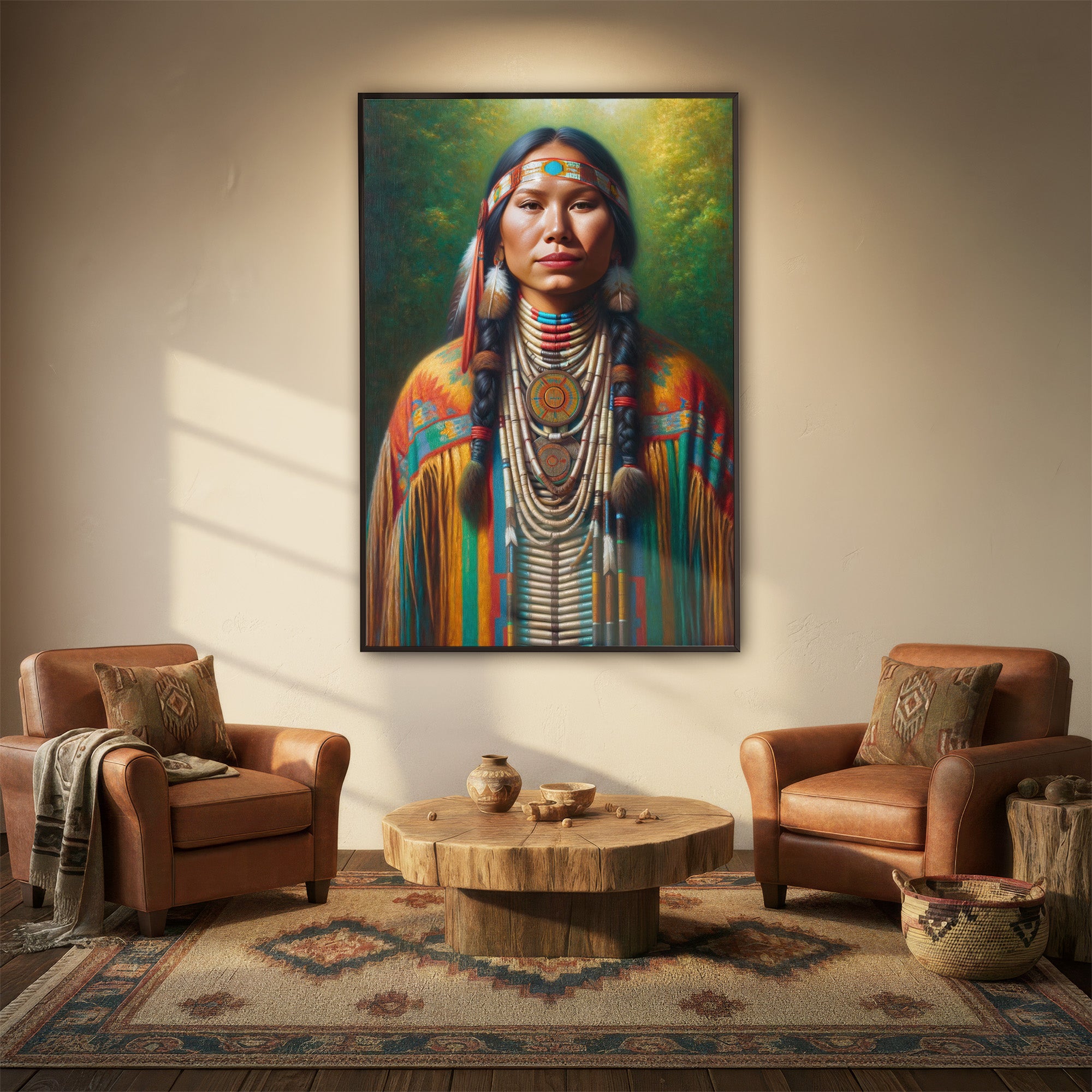 Custom Native American Women Portrait Photo Canvas Art Gift Home Decor