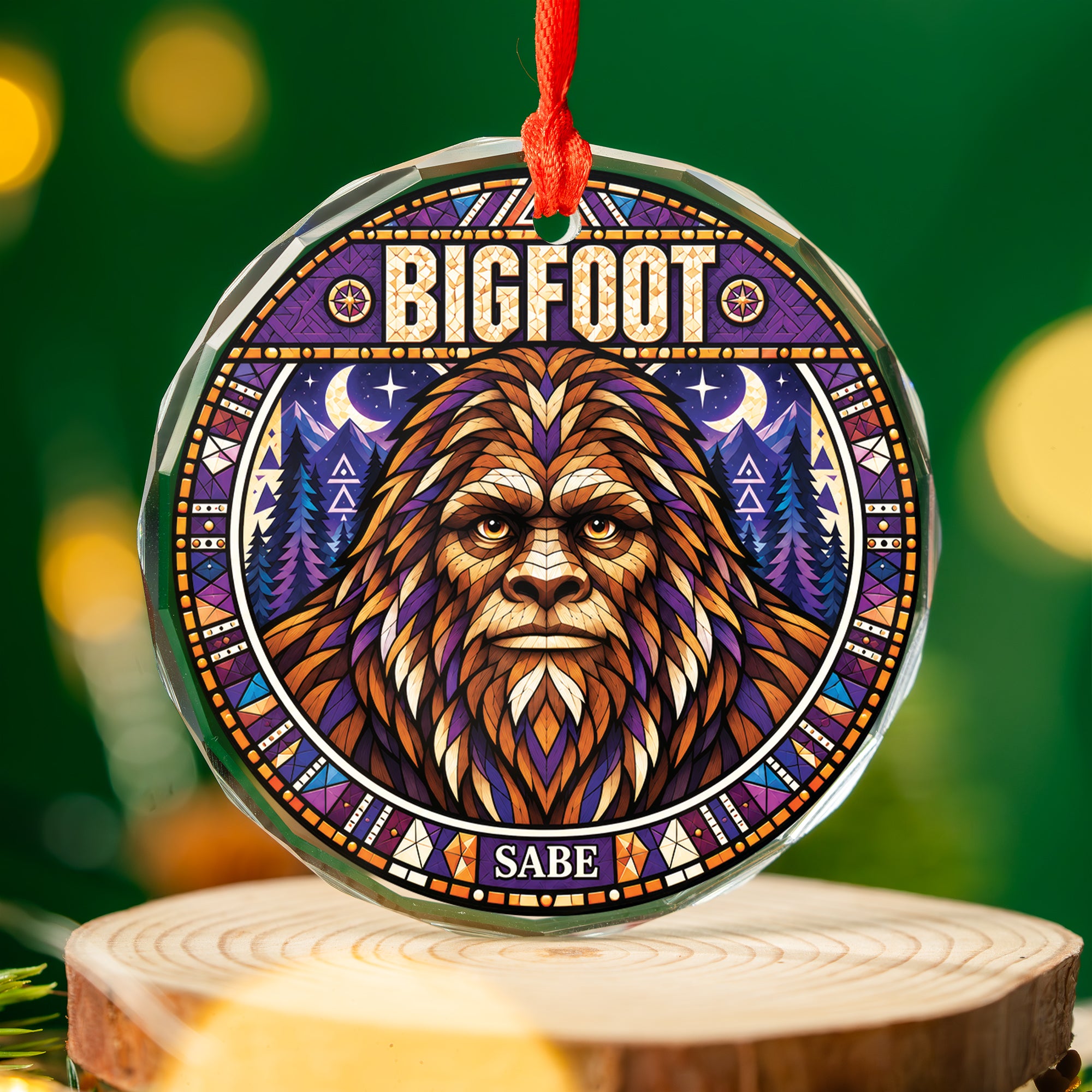 Bigfoot Spirit Native Tribal Glass Ornament – Indigenous Art Decor