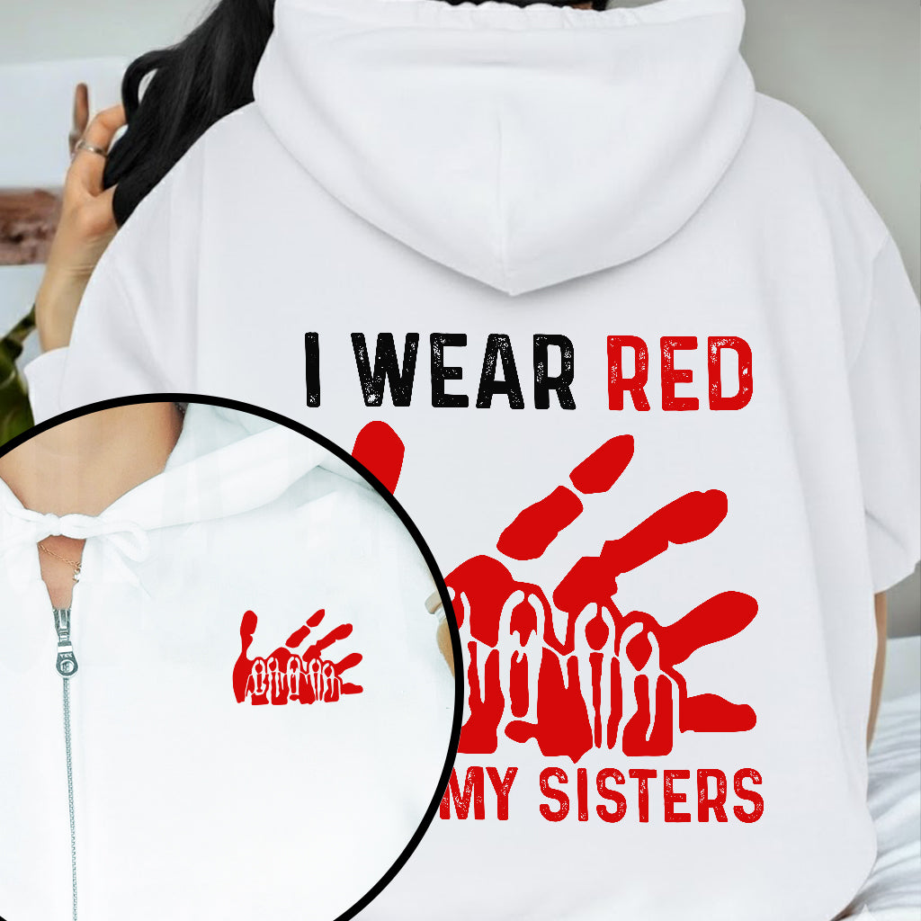[Two Sides] I Wear Red for My Sisters MMIW Awareness Unisex Tank Top/Long Sleeve/Hoodie Zip