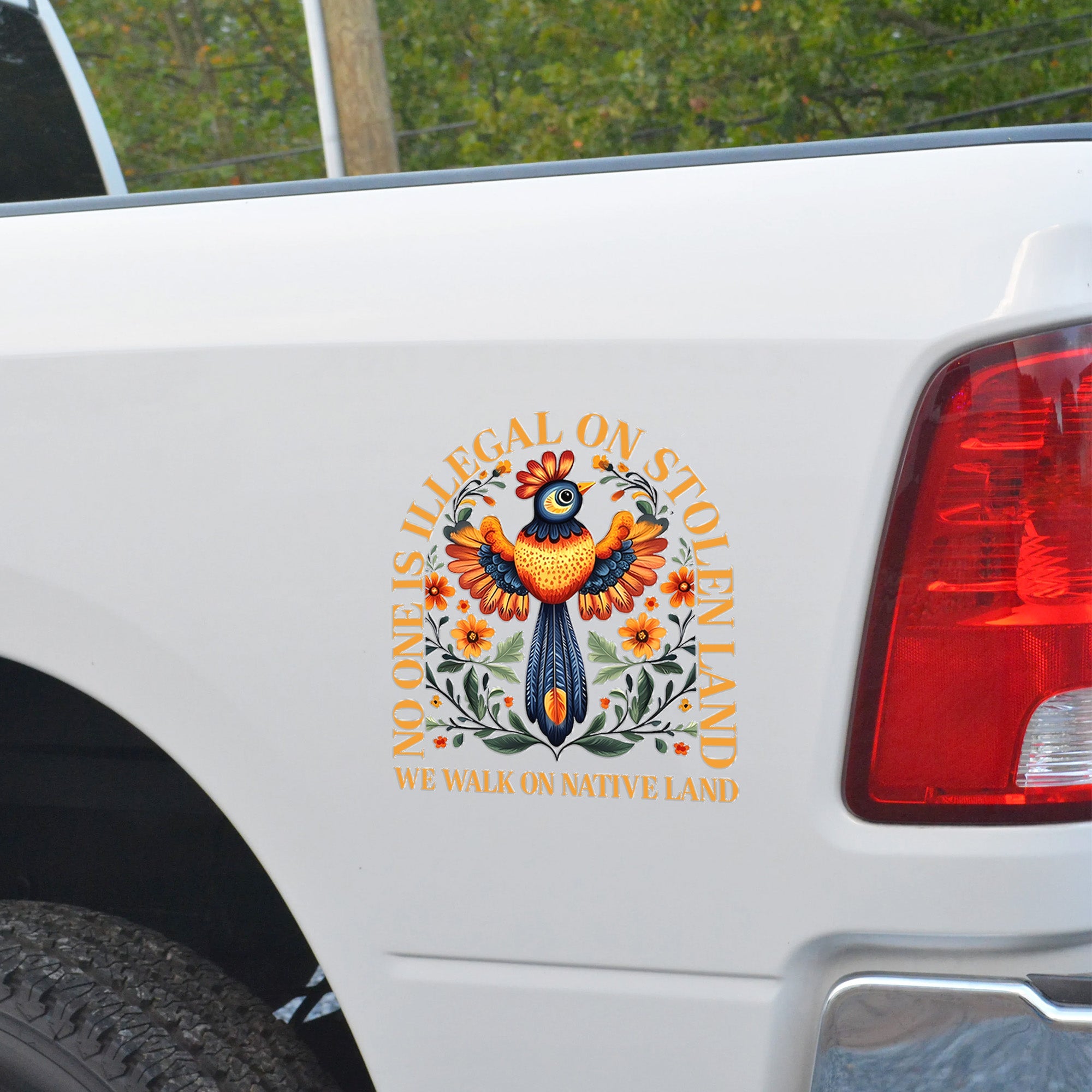 Decal No One Is Illegal On Stolen Land - We Walk On Native Land