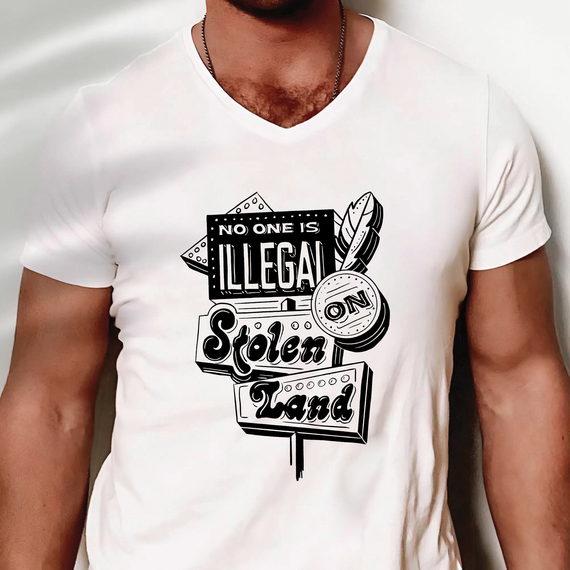 No One Is Illegal On Stolen Land Indigenous Protest Unisex T-shirt/V-neck T-shirt/Hoodie/Sweatshirt