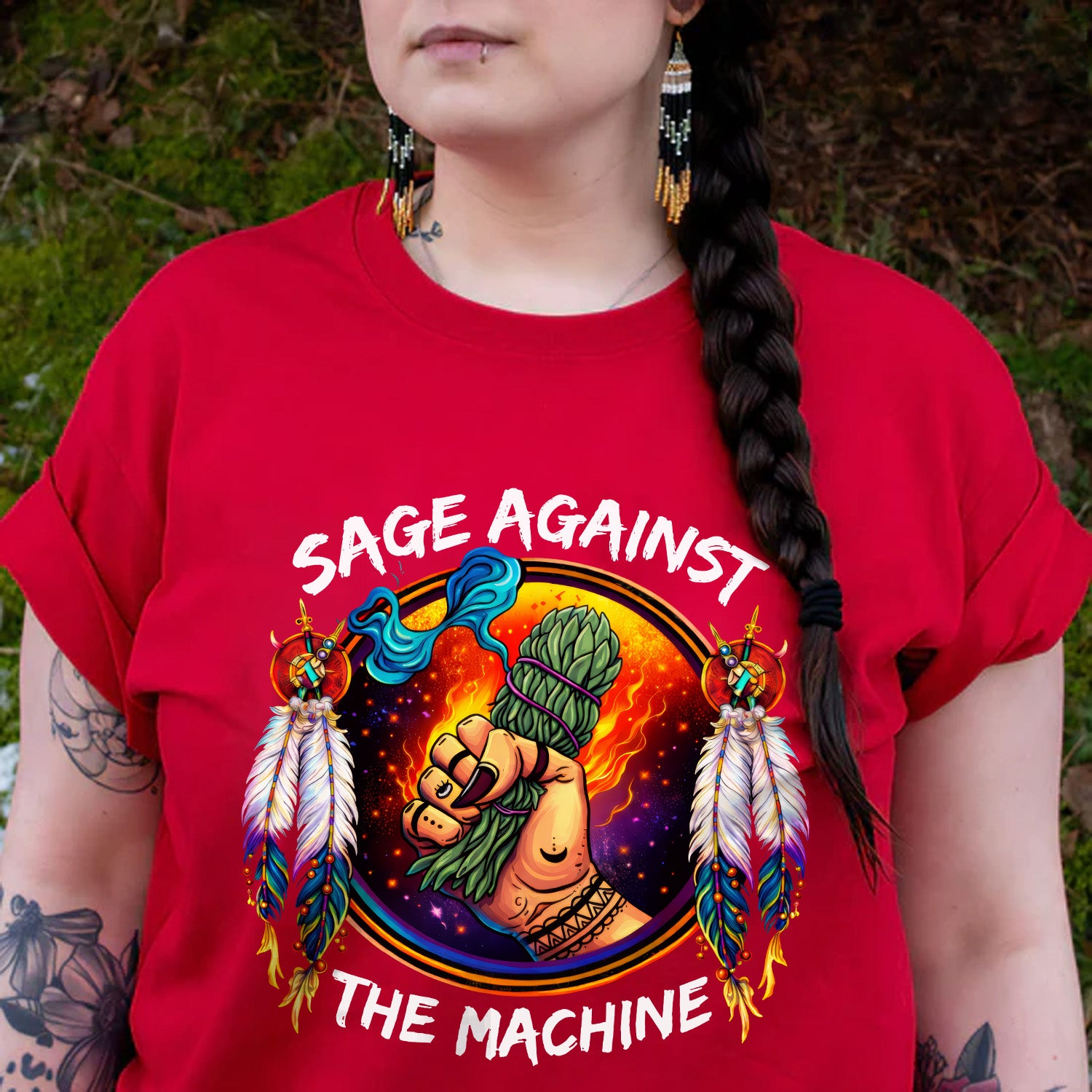 Sage Against The Machine Spiritual Power and Resistance Unisex T-shirt/T-shirt V-Neck/Hoodie/Sweatshirt