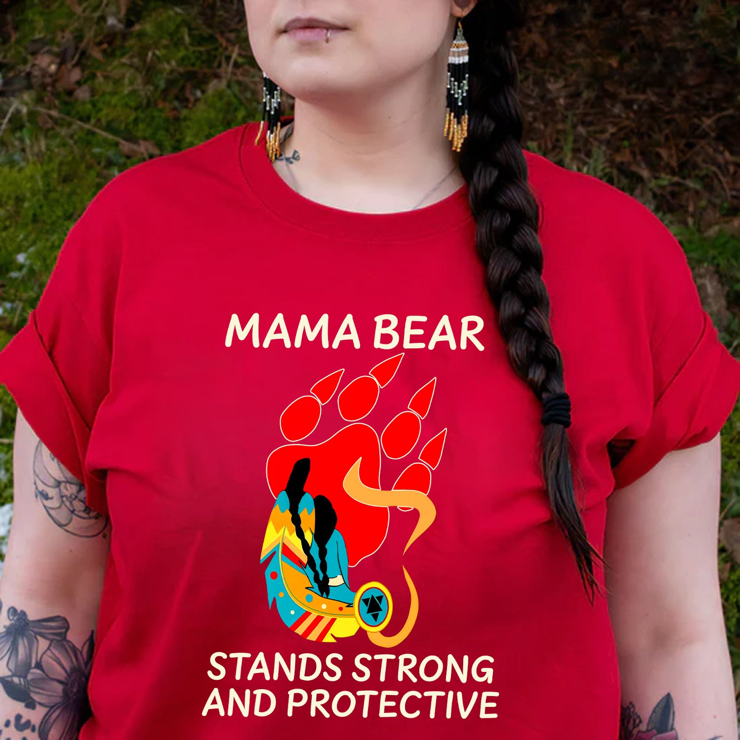 Mama Bear Strong and Protective – Native Inspired Design - Unisex T-Shirt/T-Shirt V-Neck/Hoodie/Sweatshirt